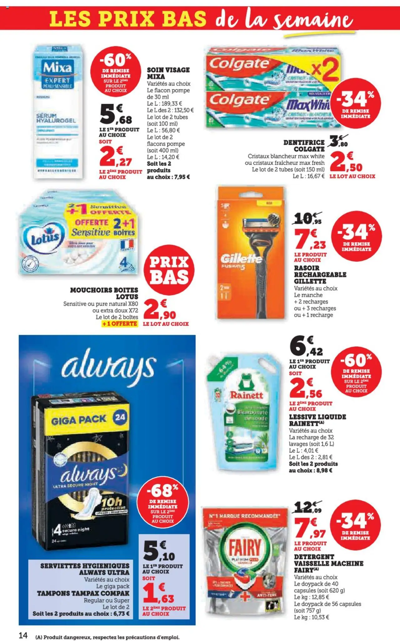  | Page: 14 | Produits: Tampons, Fairy, Détergent, Lessive