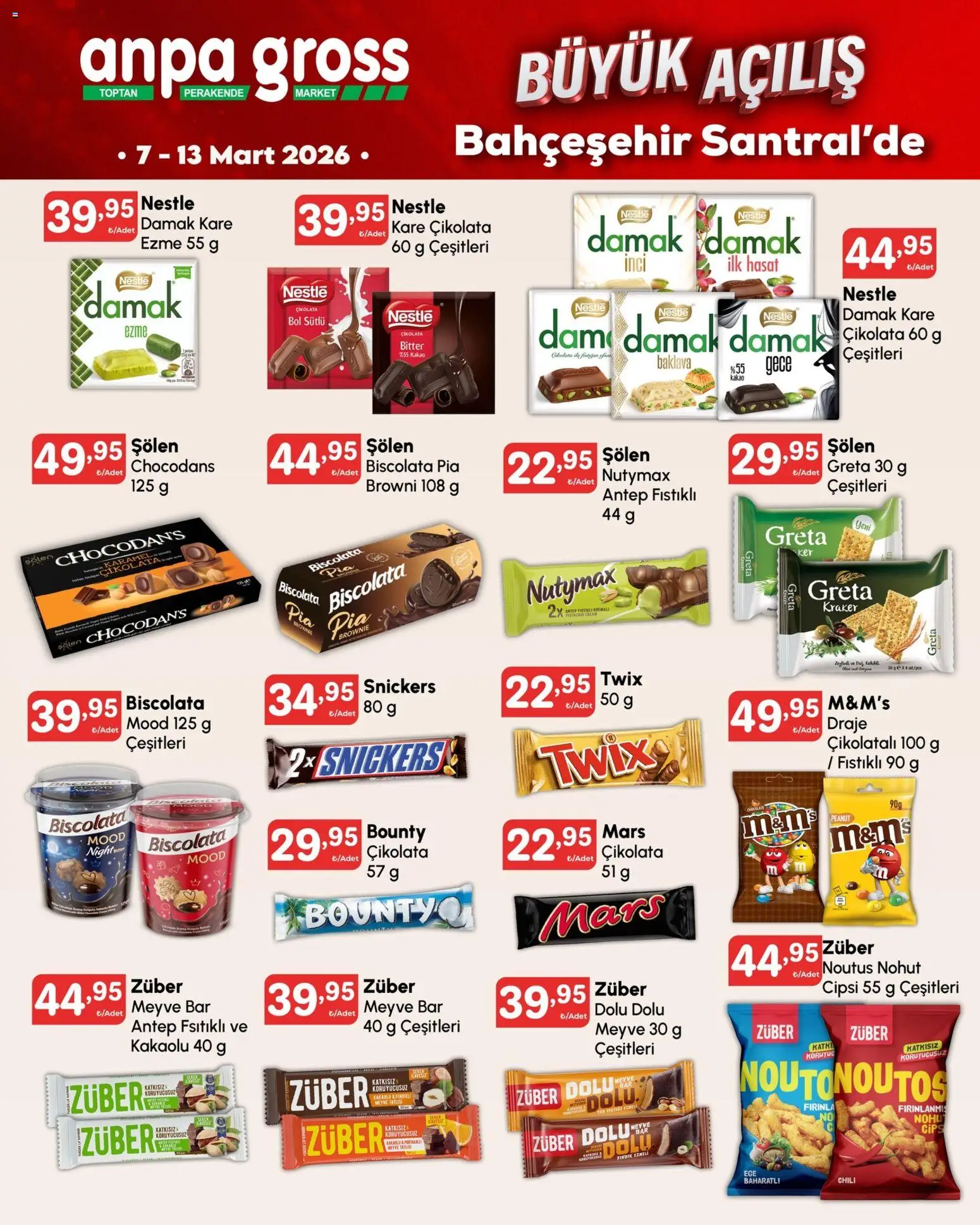 Anpa Gross - Katalog Büyük açılış 1 - 07.03.2026 tarihinden itibaren geçerlidir | Sayfa: 7 | Ürünler: Çikolata, Meyve