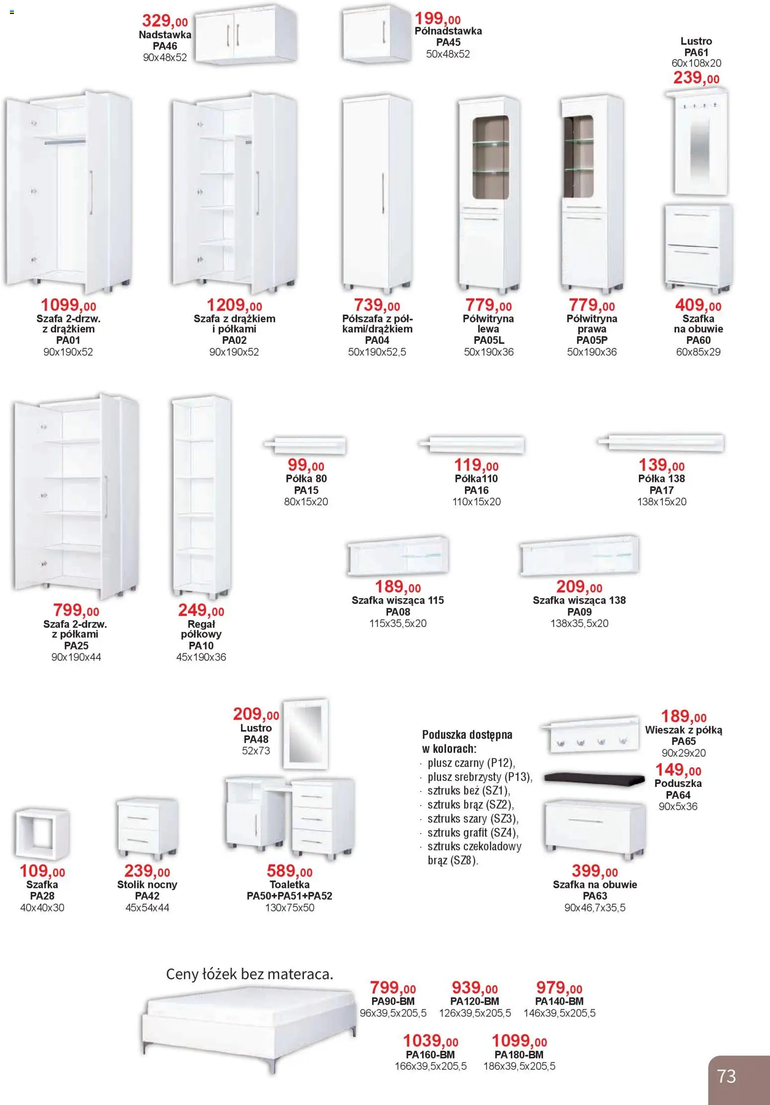 Bodzio Katalog od 01.01.2026 | Strona: 73 | Produkty: Poduszka, Lustro, Regał, Toaletka