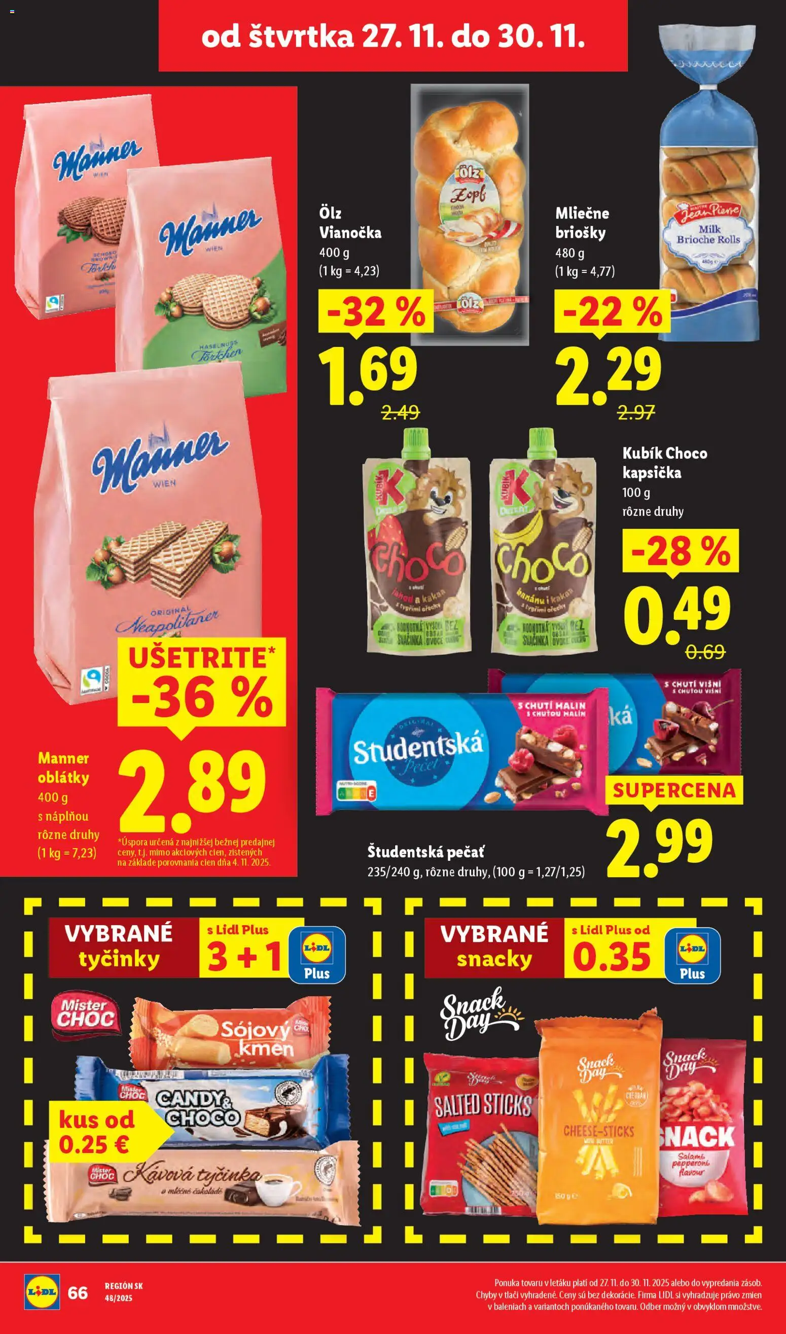 Nové Lidl akcie – leták je platný od 24.11.2025 | Strana: 66 | Produkty: Vianočka, Študentská pečať, Orechy