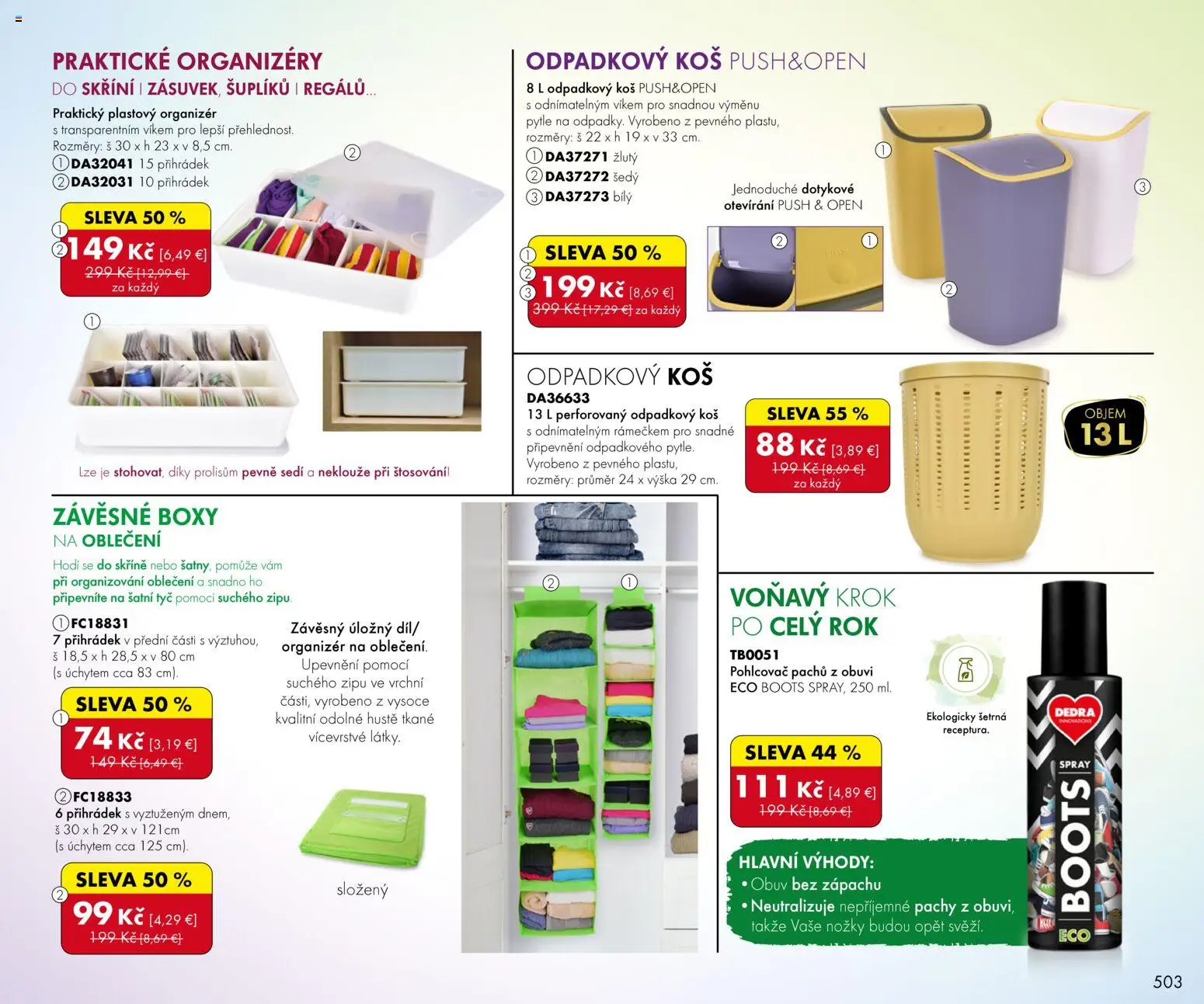 Nové Dedra akcie – leták je platný od 01.02.2026 | Strana: 3 | Produkty: Organizér, Kôš, Skrine