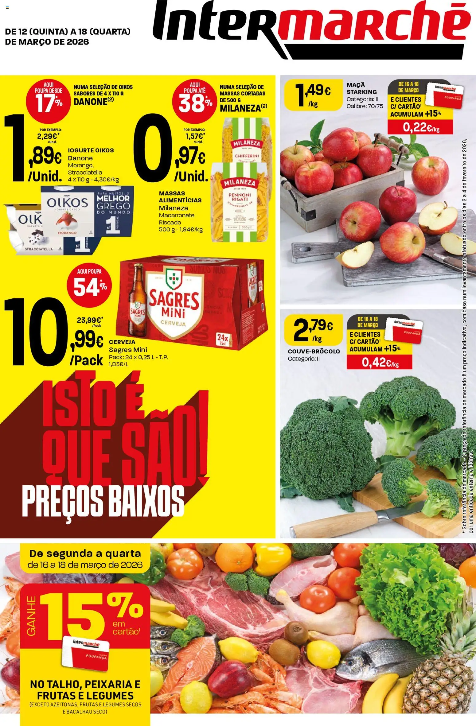 Intermarché Folheto Mini │ válido de 12.03.2026 | Página: 1 | Produtos: Bacalhau, Base, Iogurte, Maça