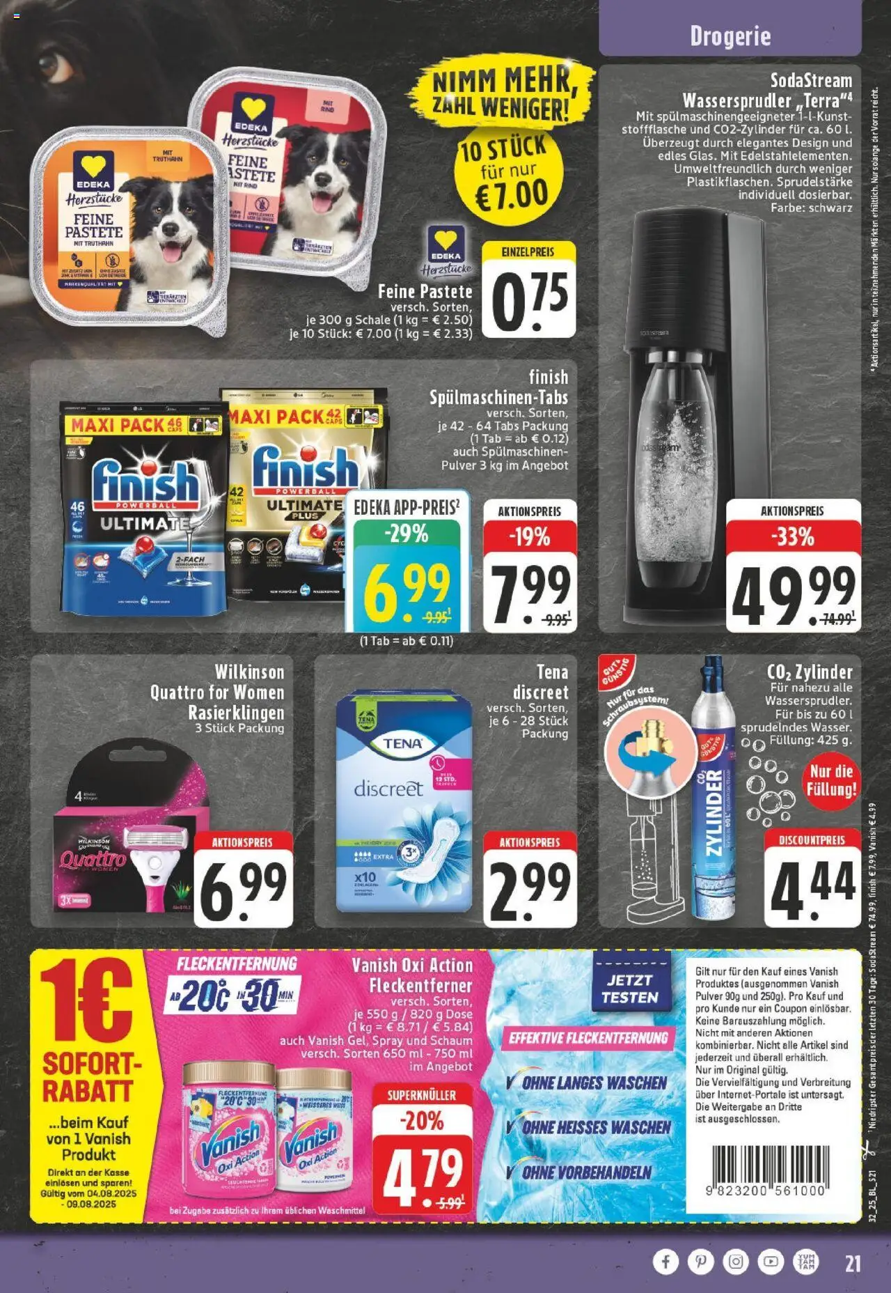 Edeka prospekt Neuss-Meertal	 - gültig ab dem 03.08.2025 | Seite: 21 | Produkte: Finish, Waschmittel, Spülmaschinentabs, Sodastream