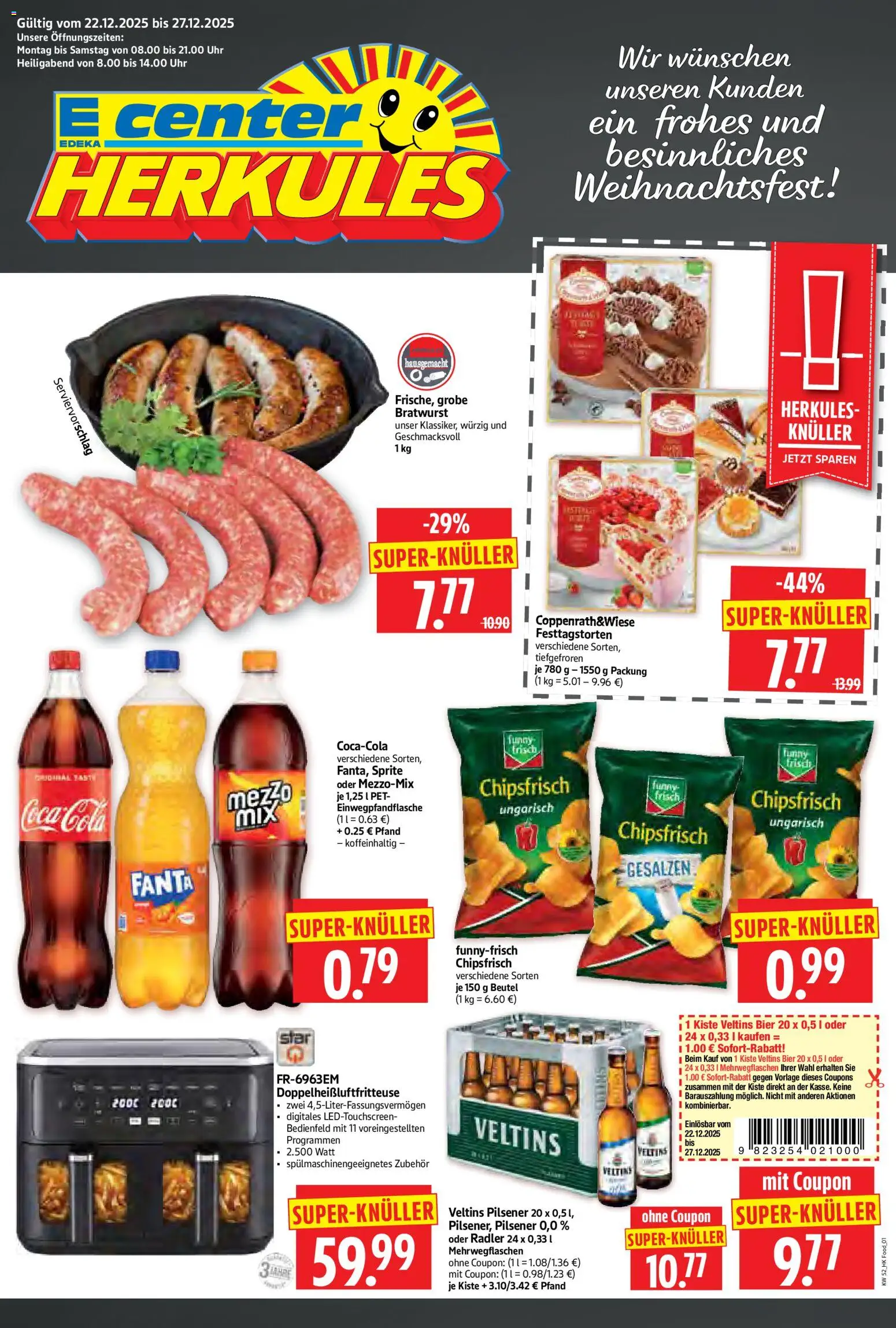 HERKULES Prospekt 	 – gültig ab 22.12.2025 | Seite: 1 | Produkte: Coca cola, Fanta, Cola, Bratwurst