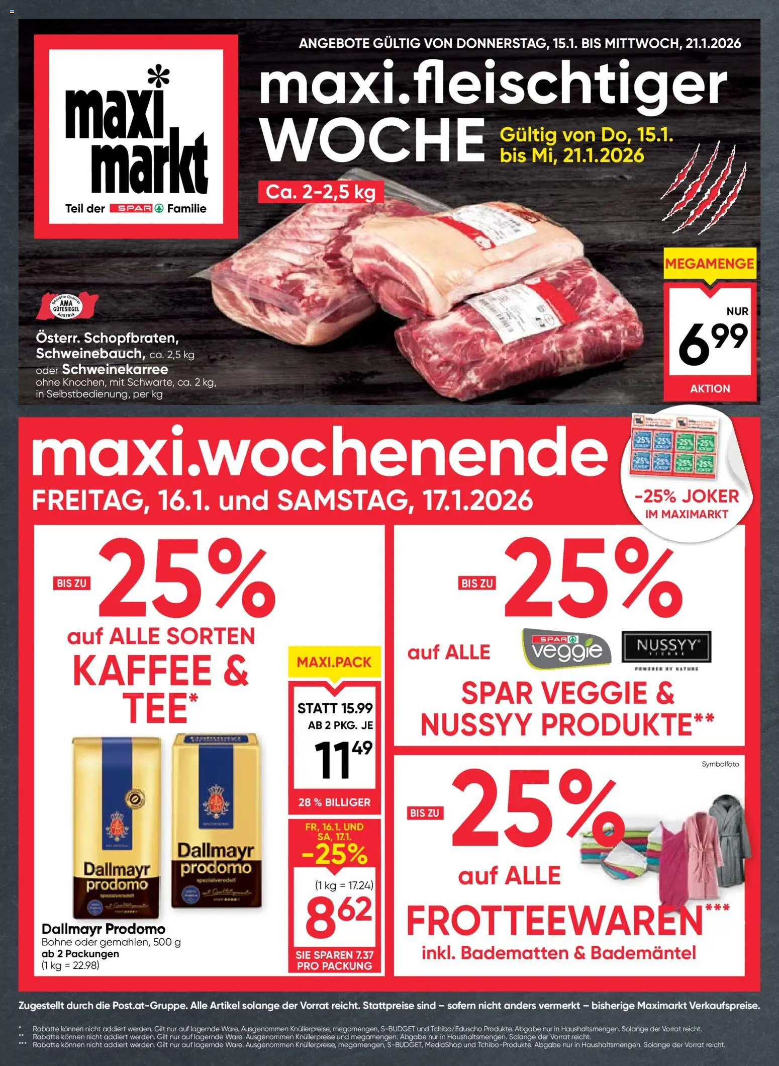 Maximarkt Flugblatt gültig ab 15.01.2026 | Seite: 1 | Produkte: Bademantel, Kaffee