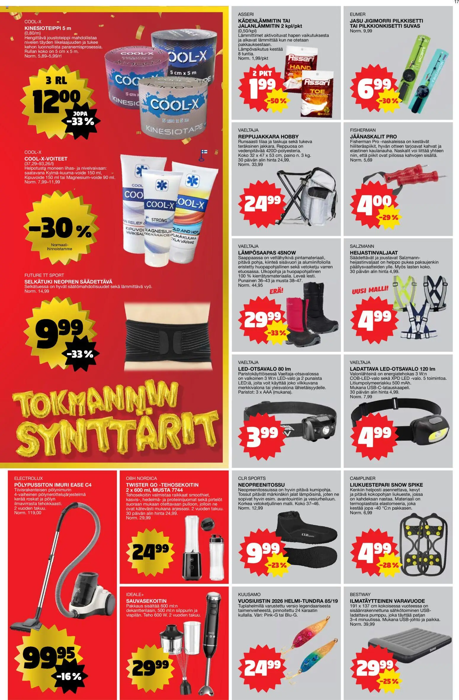 Tokmanni tarjoukset – voimassa 27.10.2025 alkaen | Sivu: 17 | Tuotteet: USB, Imuri, Sauvasekoitin, Tehosekoitin