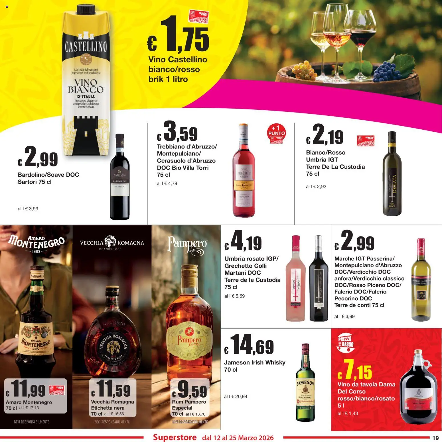 Volantino Sì con Te del 12.03.2026 | Pagina: 19 | Prodotti: Vino, Pecorino, Brandy, Amaro