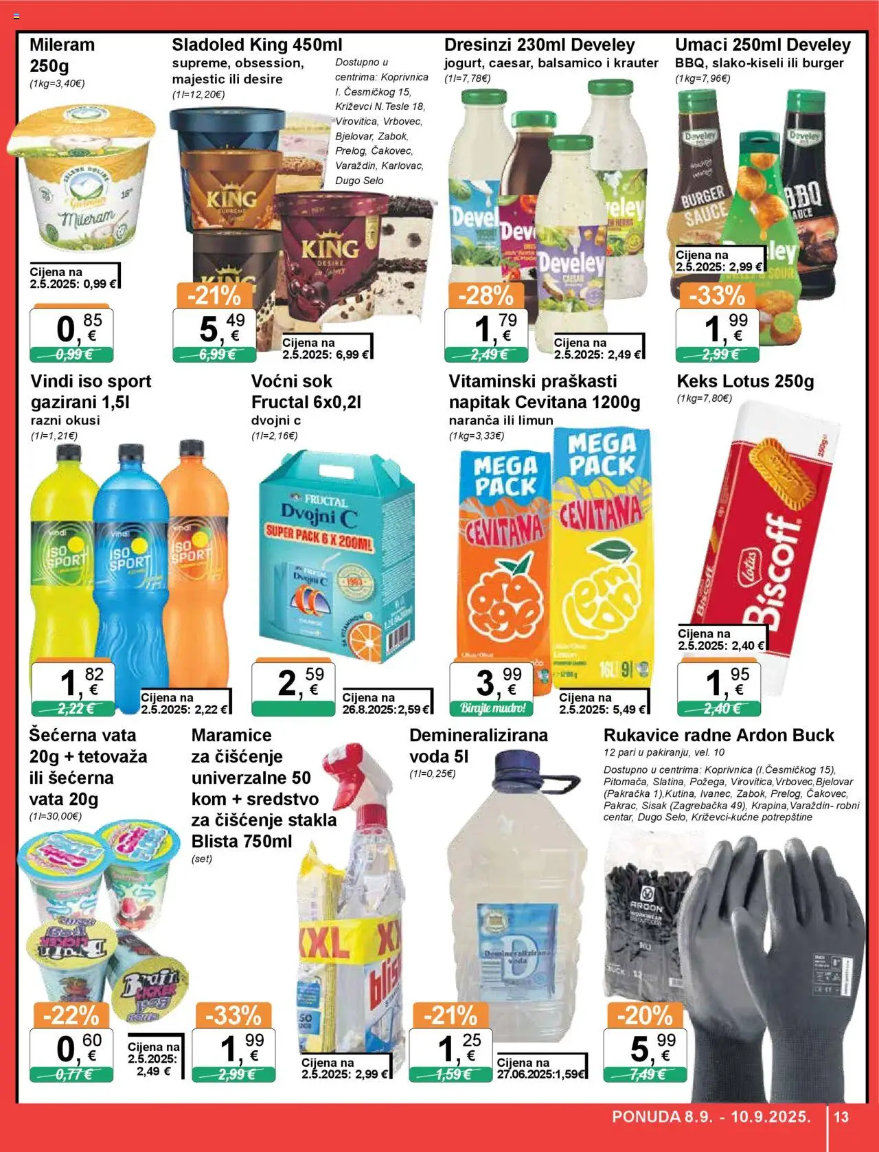 KTC katalog | vrijedi od 04.09.2025 | Stranica: 13 | Proizvodi: Sok, Voda, Rukavice, Balsamico