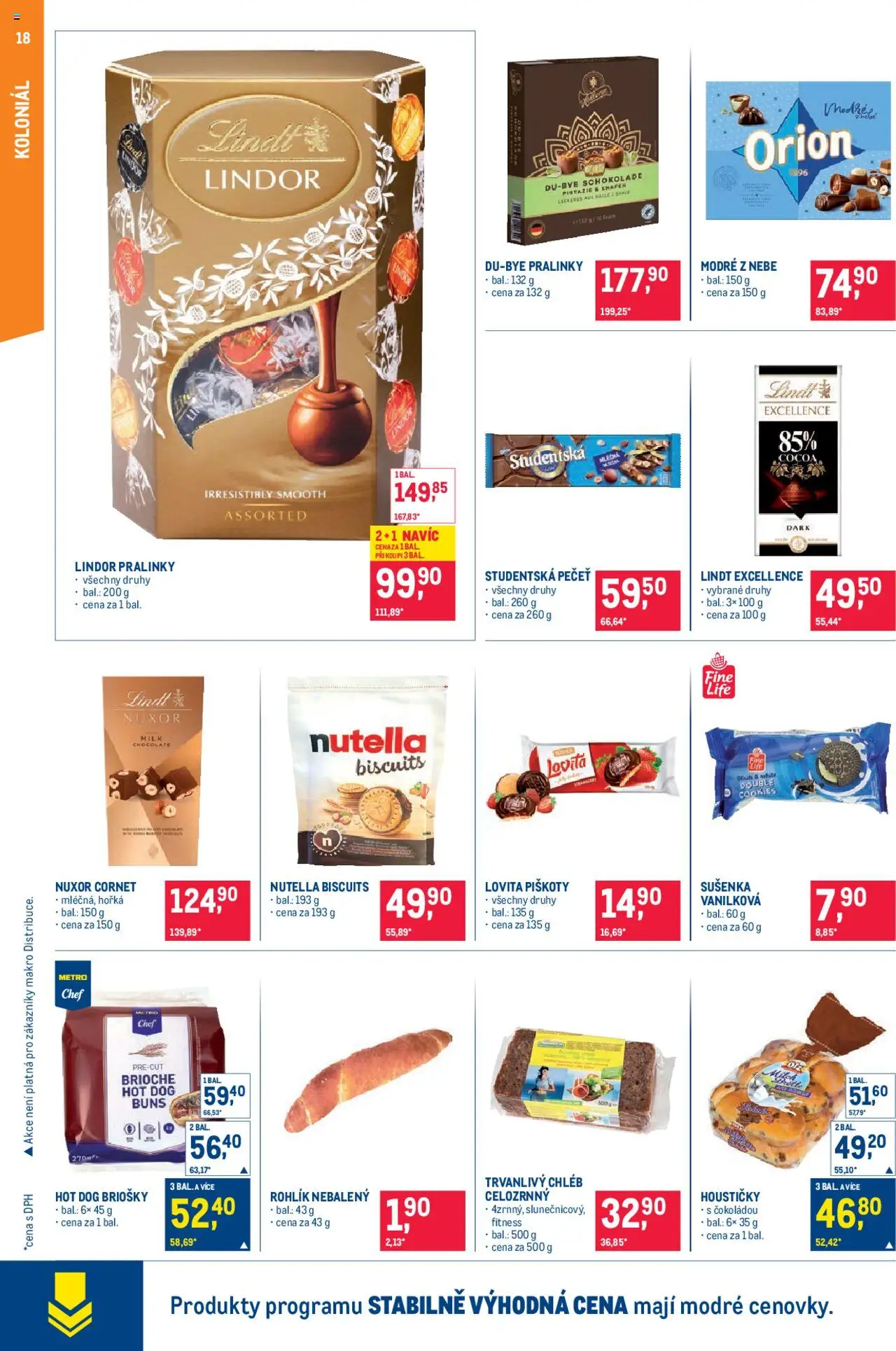 Makro leták - Pro milovníky jídla od 13.08.2025 | Strana: 18 | Produkty: Lindt, Rohlík, Piškoty, Nutella