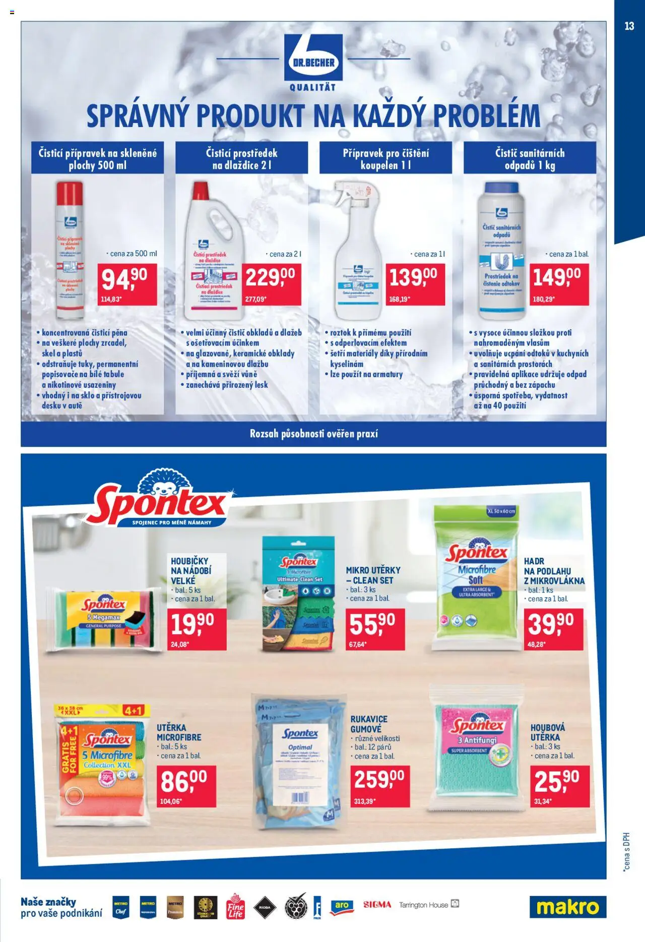 Makro leták - Úklid od 24.09.2025 | Strana: 13 | Produkty: Čistící prostředek, Nádobí, Rukavice, Tabule