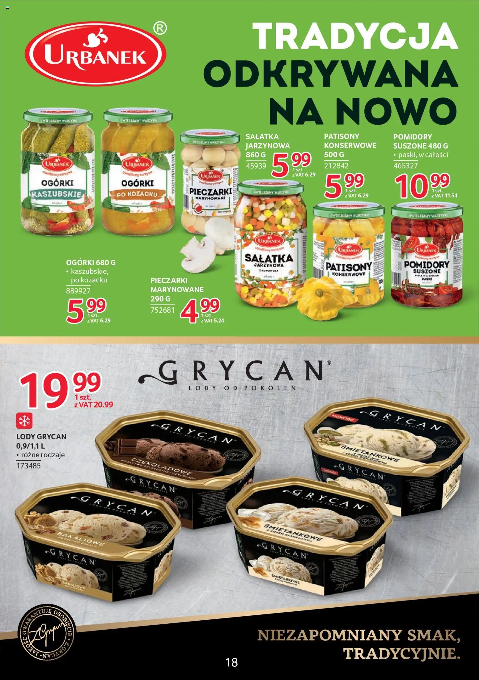 Selgros cash&carry Gazetka - Markowe produkty od 18.12.2025 | Strona: 18 | Produkty: Lody Grycan, Pomidory, Ogórki, Sałatka