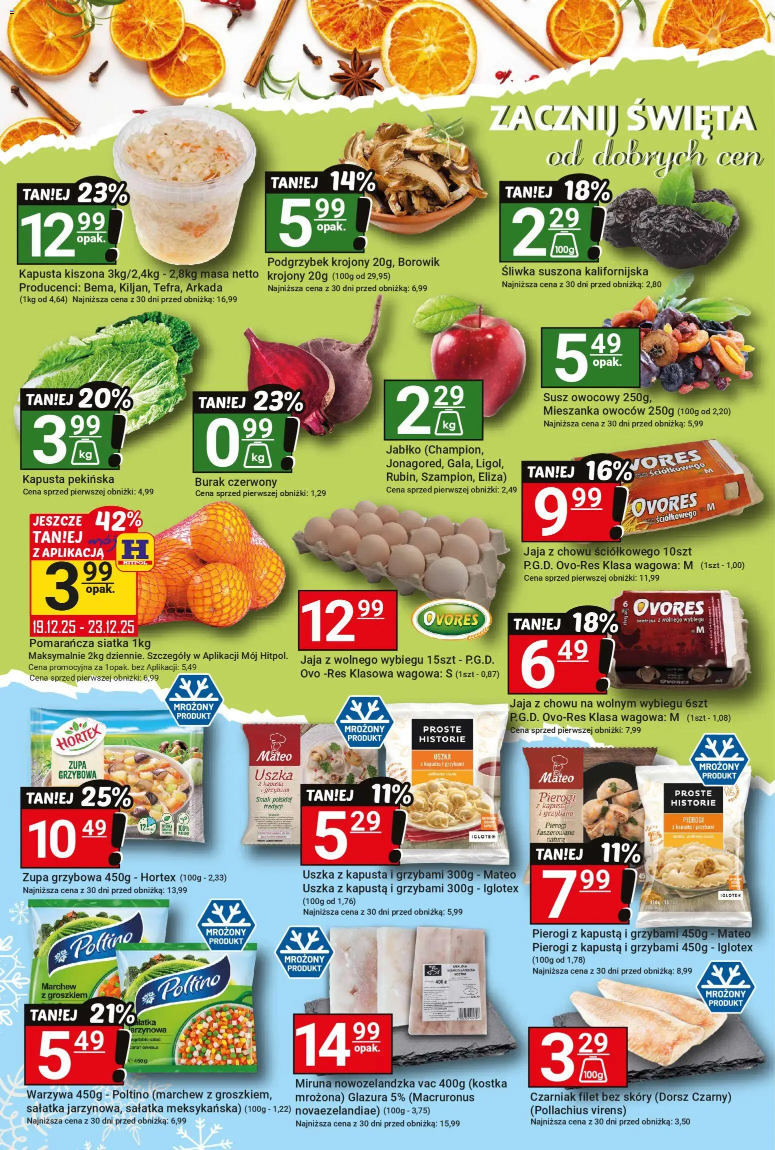 Hitpol Gazetka od 12.12.2025 | Strona: 4 | Produkty: Pierogi, Miruna, Dorsz, Warzywa