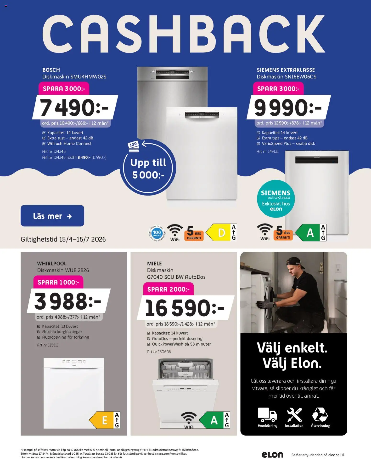 Elon reklamblad aktuell från 27.04.2026 | Sida: 5 | Produkter: Diskmaskin, Kuvert, Wifi