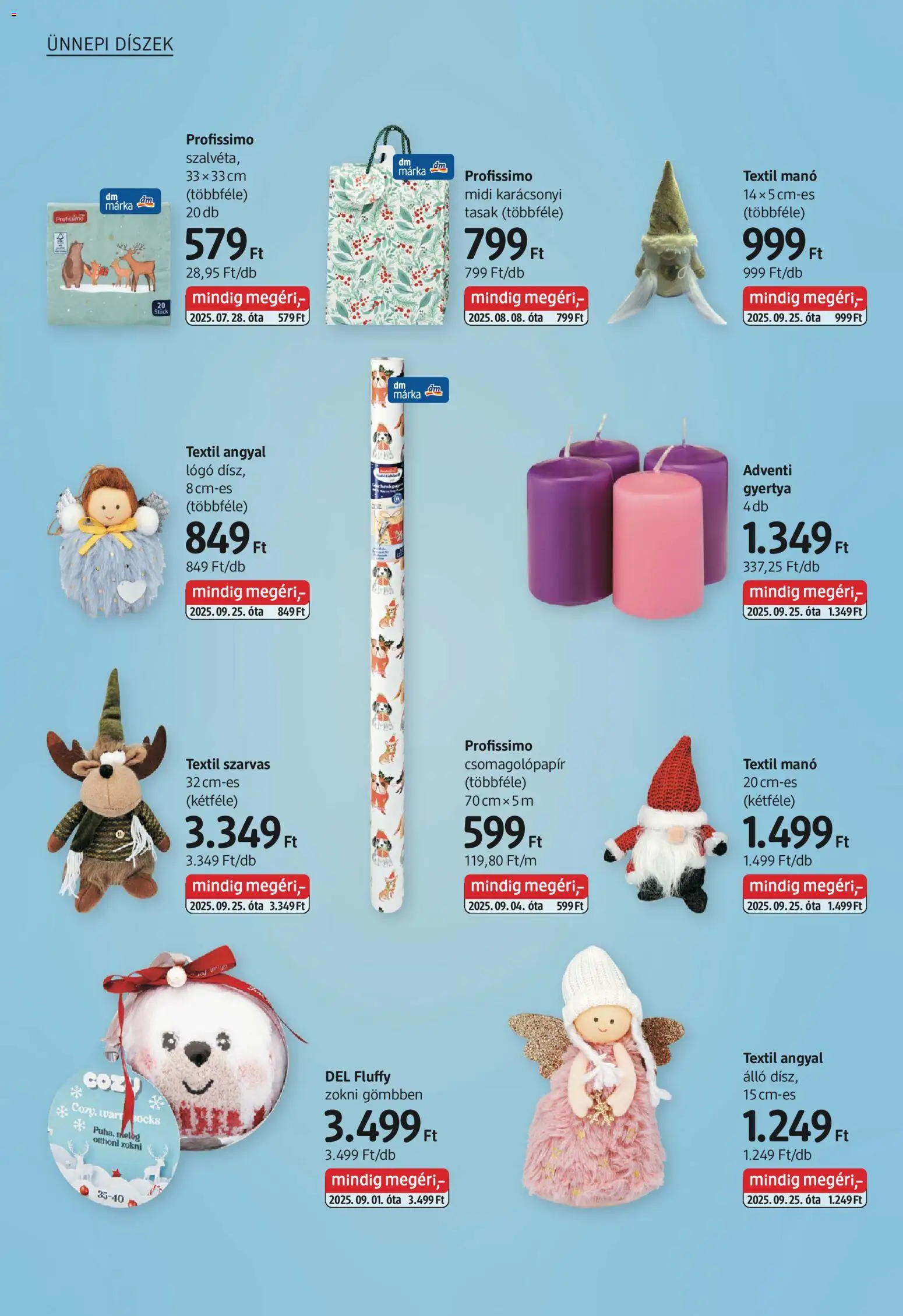 DM Drogerie Markt akciós ujság - amely érvényes a következő dátumtól: 13.11.2025 | Oldal: 12 | Termékek: Gyertya, Zokni