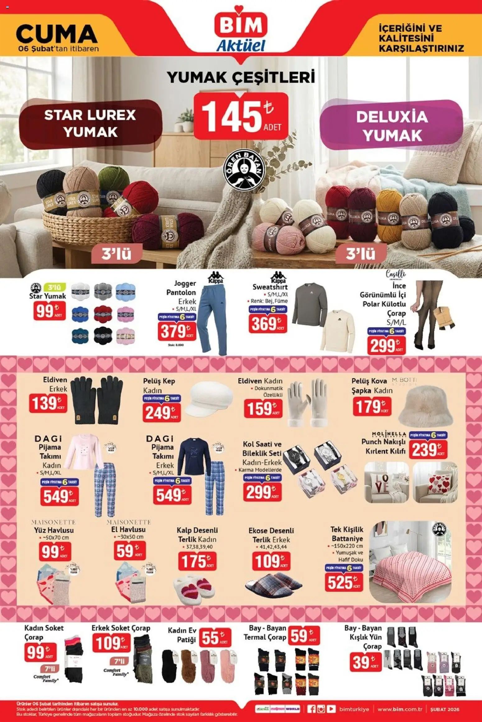 BİM Katalog Cuma - 06.02.2026 tarihinden itibaren geçerlidir | Sayfa: 3 | Ürünler: Battaniye, Pantolon, Çorap, Terlik