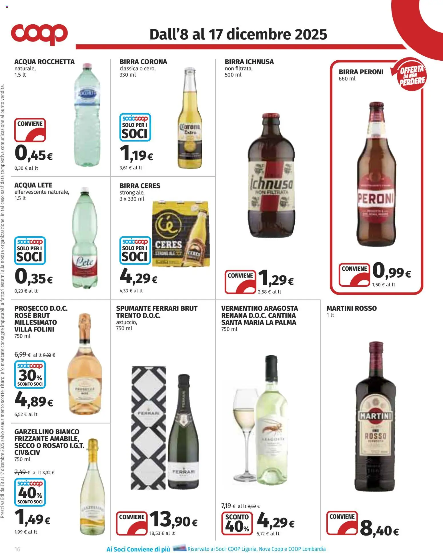 Volantino COOP del 08.12.2025 | Pagina: 16 | Prodotti: Birra, Acqua, Data, Ceres
