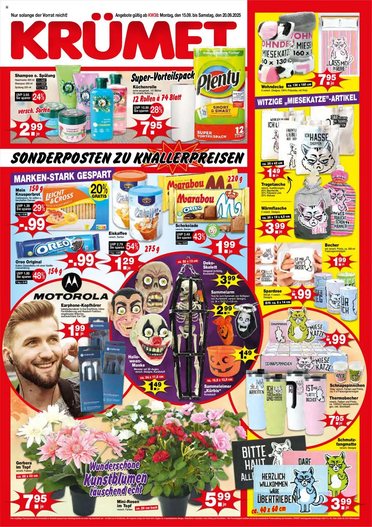 KRÜMET Prospekt – gültig ab 15.09.2025 | Seite: 1 | Produkte: Tasche, Shampoo, Spülung, Haarmaske