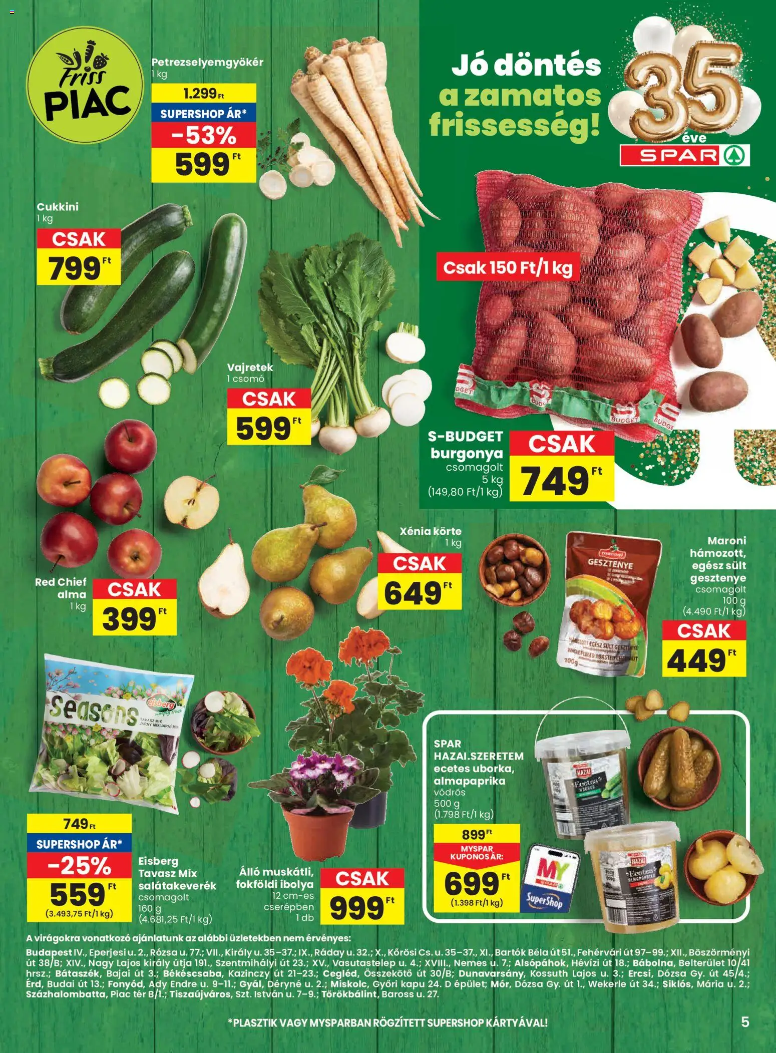 Spar akciós ujság - amely érvényes a következő dátumtól: 19.03.2026 | Oldal: 5 | Termékek: Körte, Burgonya, Cukkini, Almapaprika