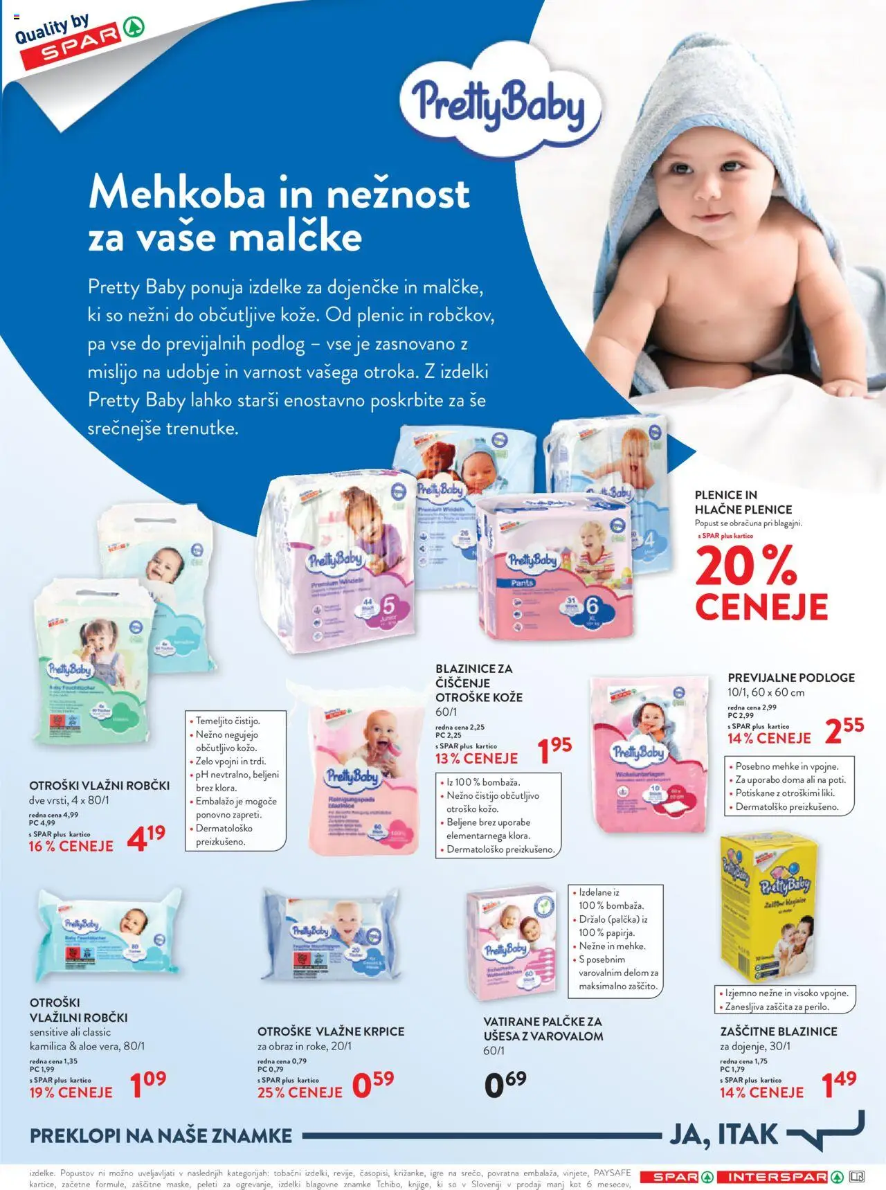 Novi Spar katalog ponudbe – veljaven od 08.10.2025 | Stran: 6 | Izdelki: Plenice, Robčki, Vlažilni robčki