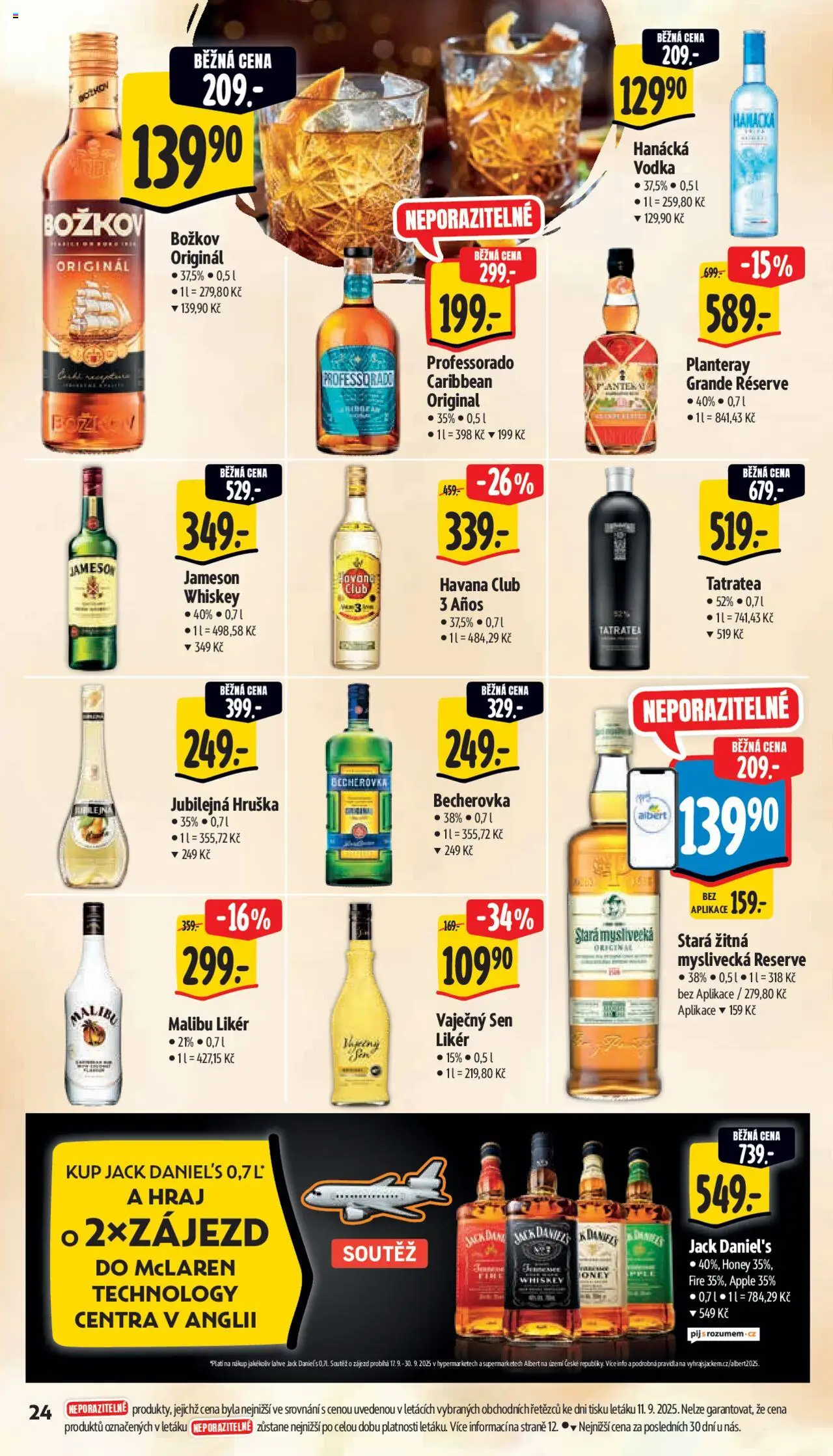 Albert leták - Supermarket od 17.09.2025 | Strana: 32 | Produkty: Hanácká vodka, Jameson, Božkov, Tatratea