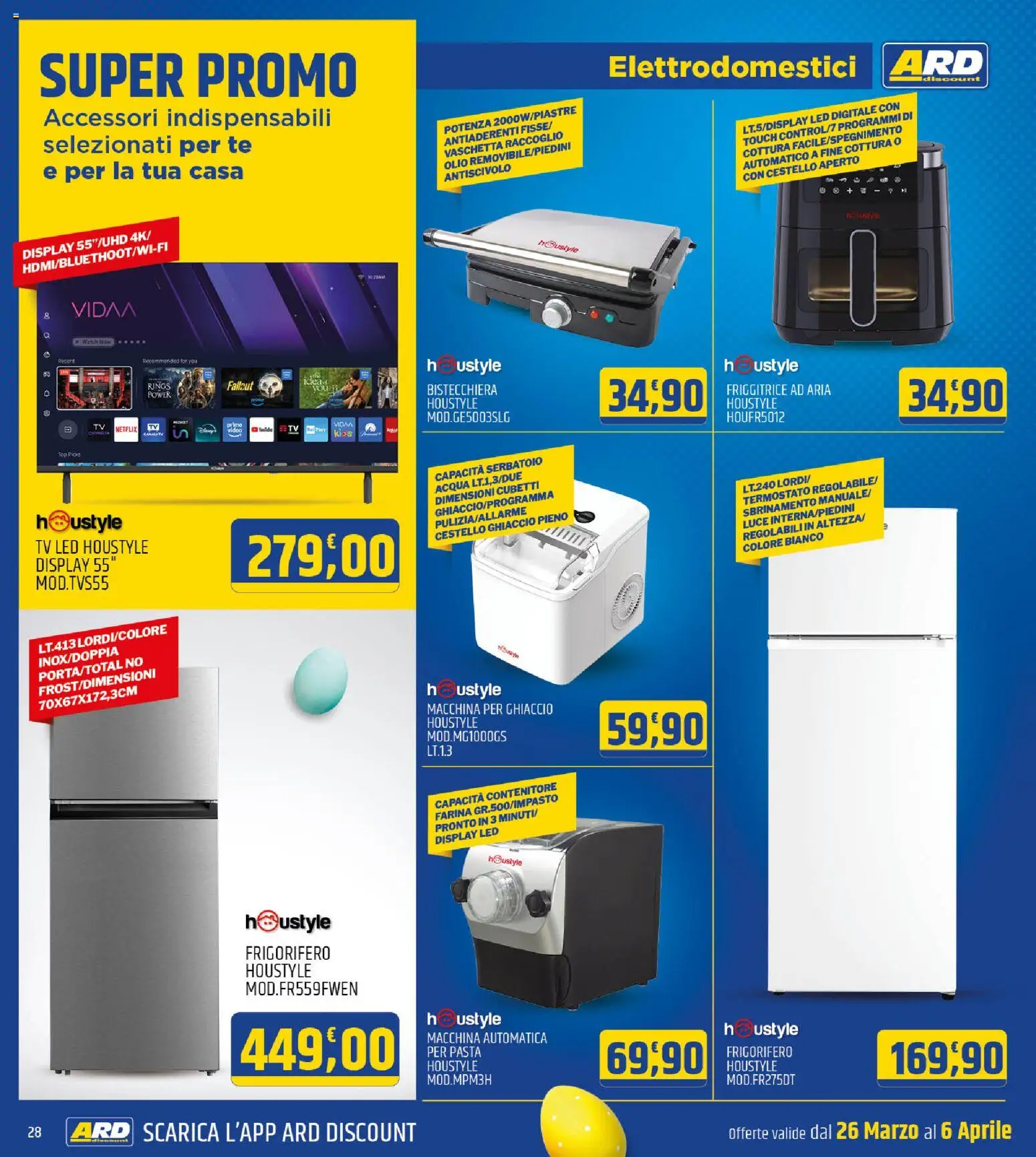 Volantino ARD Discount del 24.03.2026 | Pagina: 28 | Prodotti: Friggitrice ad aria, Acqua, TV, Frigorifero