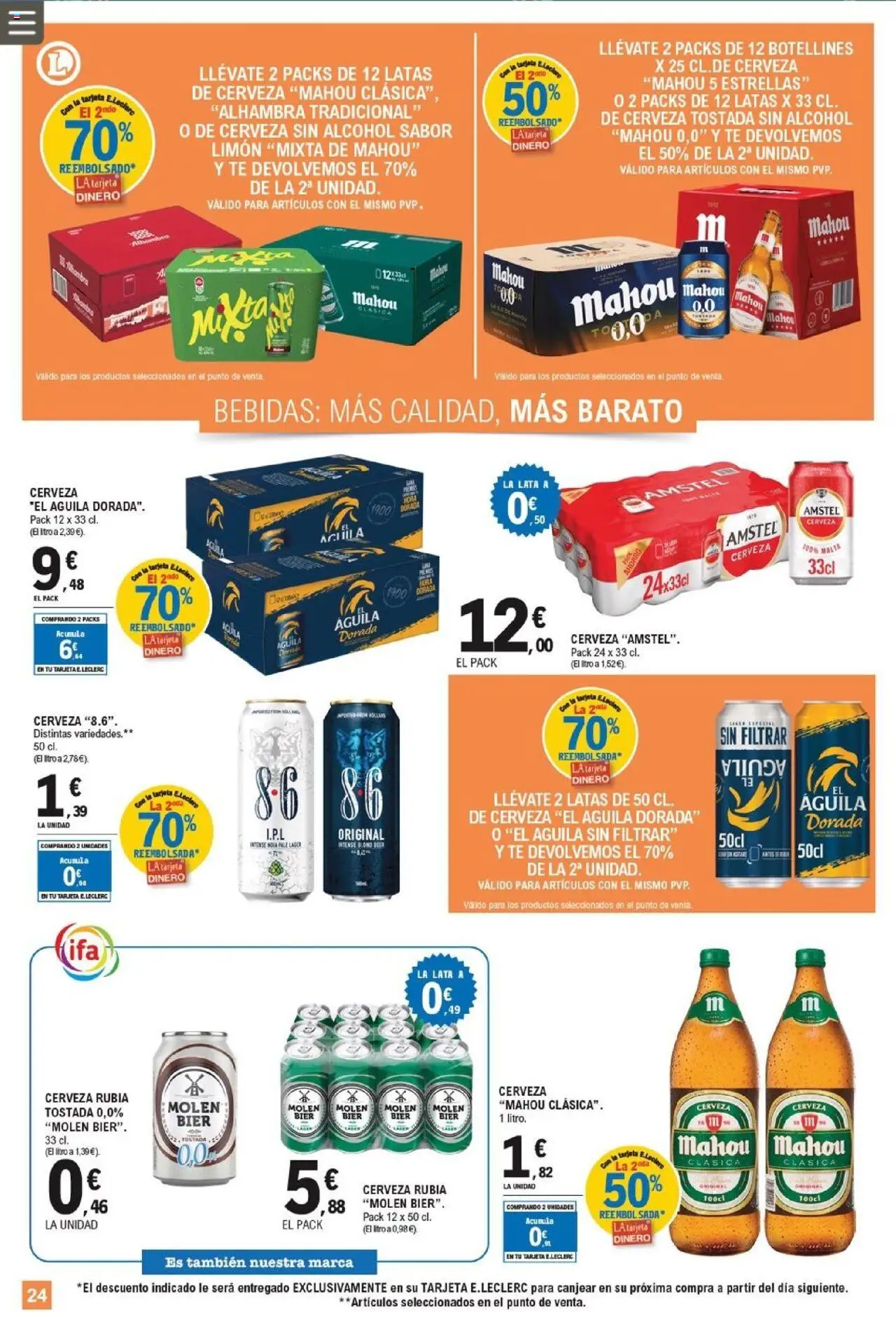 E.Leclerc folleto │ válido desde el 13.08.2025 | Página: 24 | Productos: Cerveza sin alcohol, Cerveza, Té