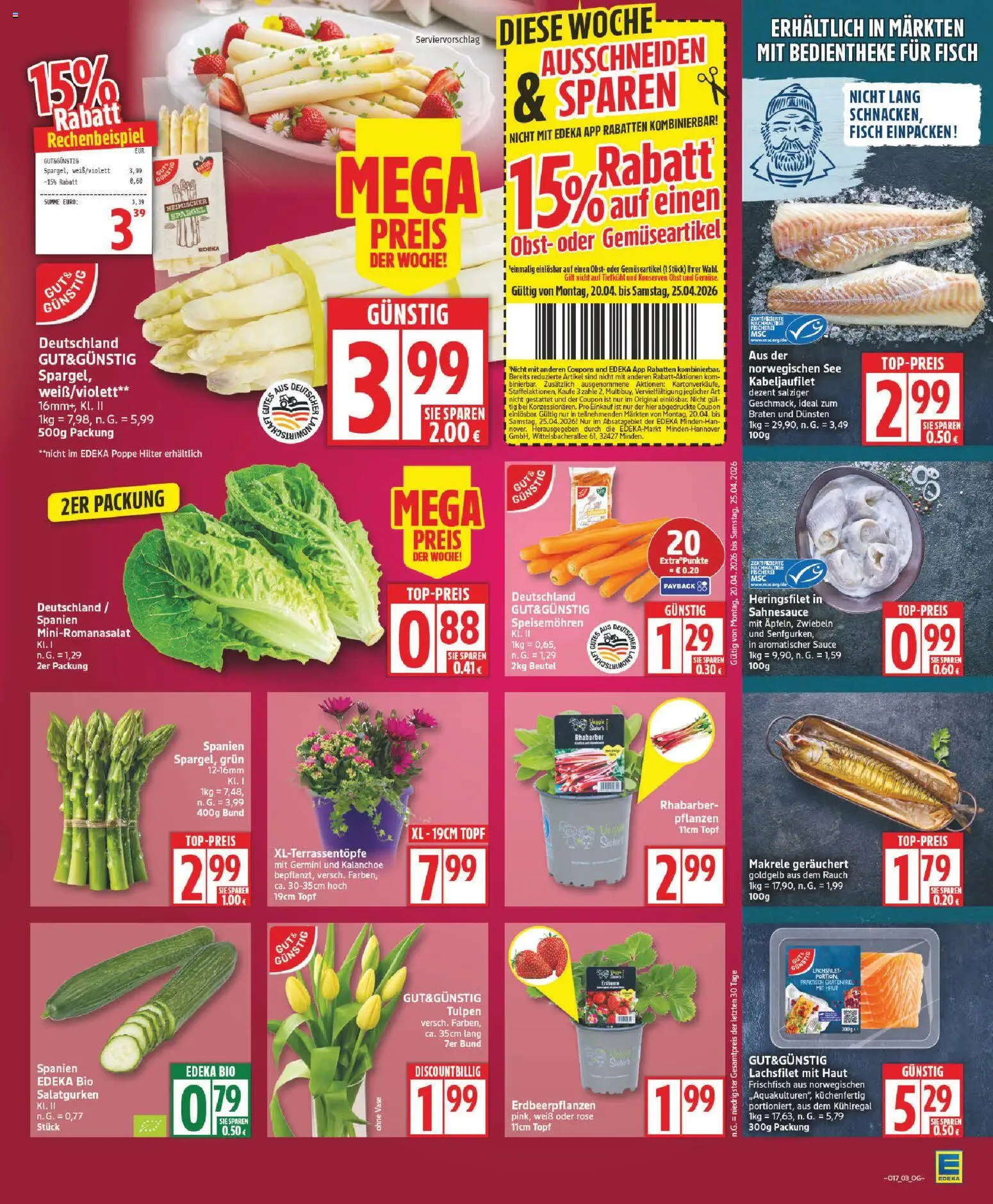 Edeka Prospekt 	 – gültig ab 20.04.2026 | Seite: 3 | Produkte: Vase, Spargel, Fisch, Zwiebeln