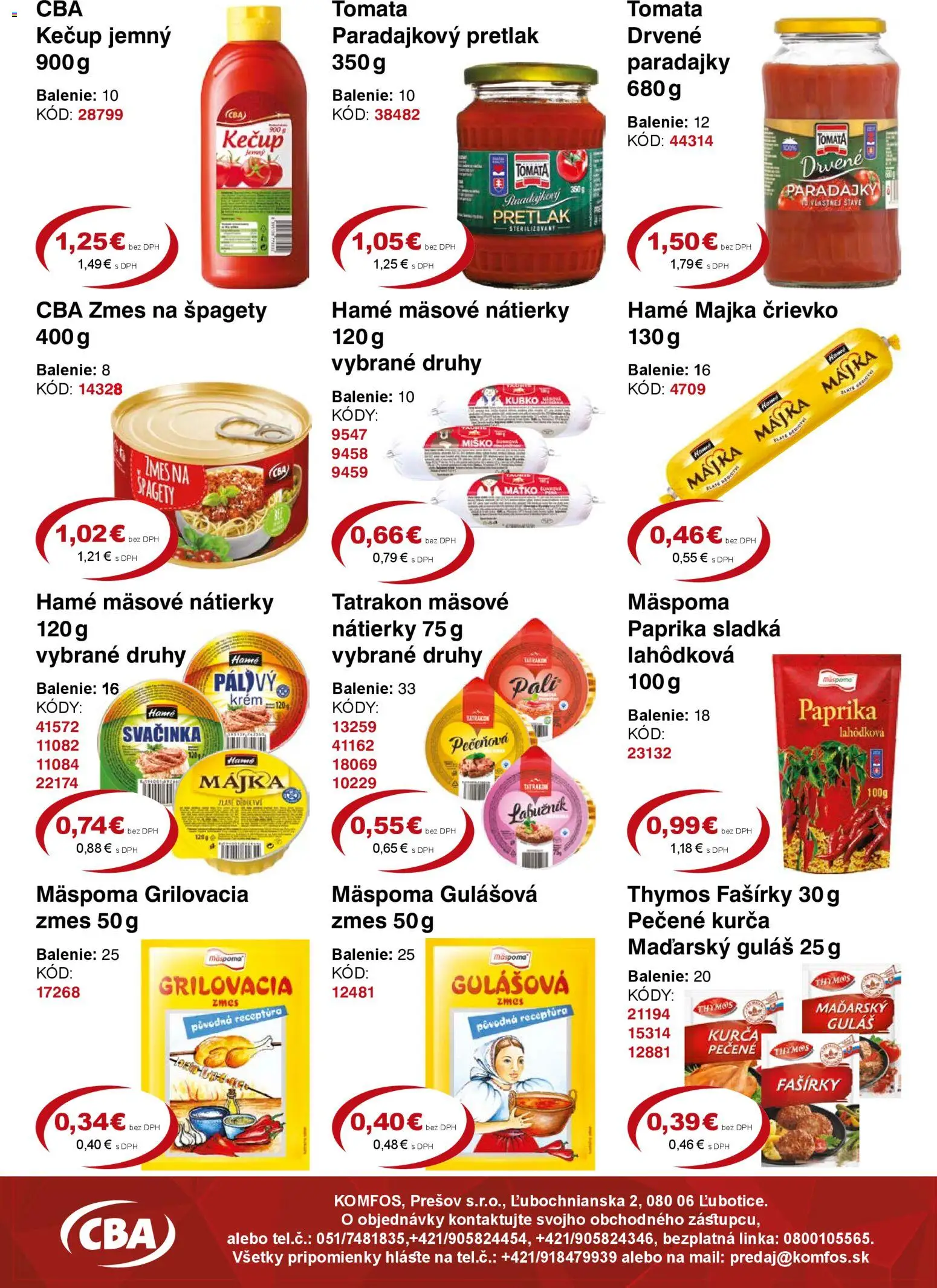 Nové CBA Komfos akcie – leták je platný od 20.02.2026 | Strana: 5 | Produkty: Kečup, Krém, Kurča, Špagety