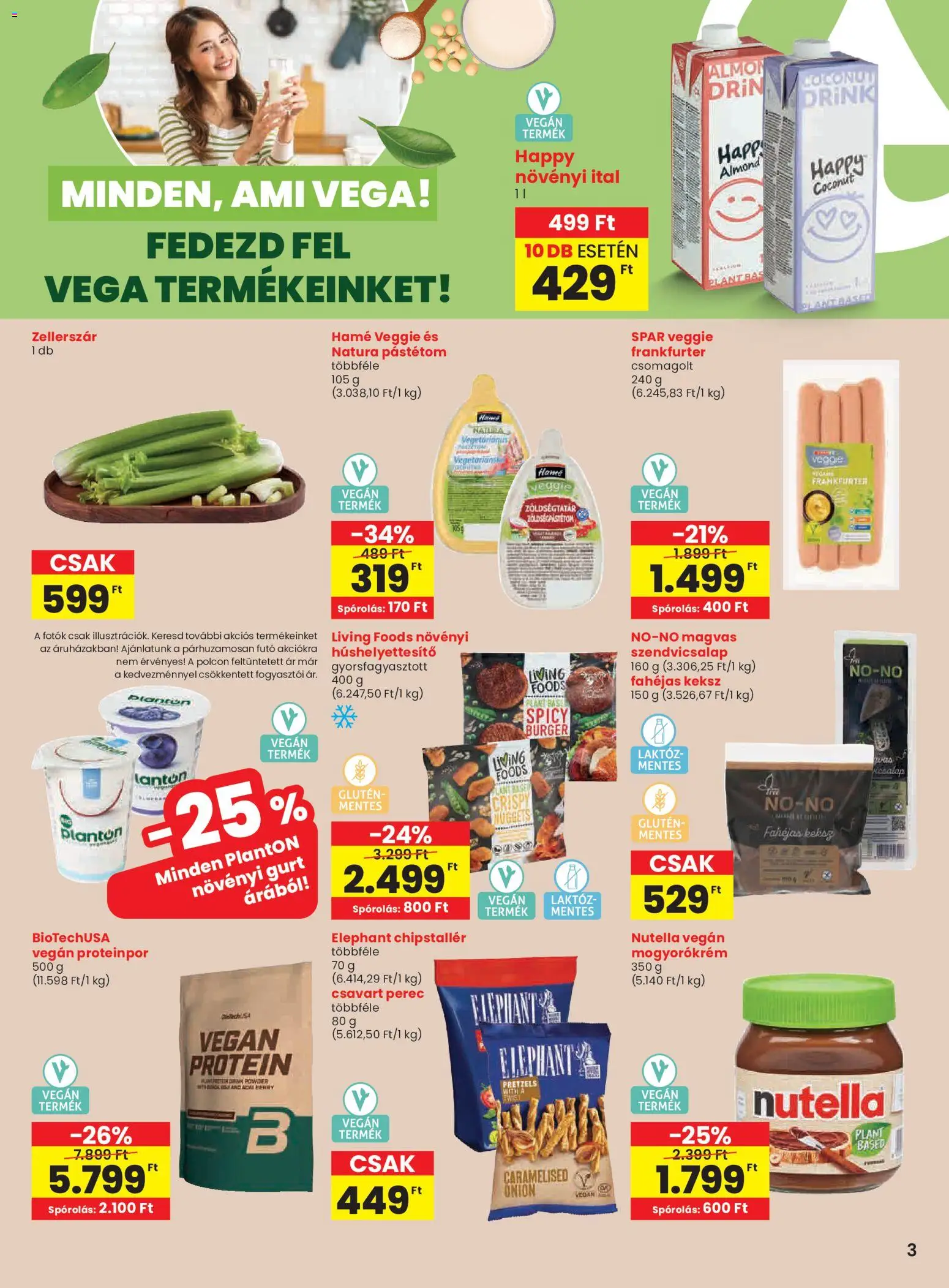 Spar akciós ujság - amely érvényes a következő dátumtól: 02.01.2026 | Oldal: 3 | Termékek: Nutella, Protein, Pástétom, Mogyorókrém