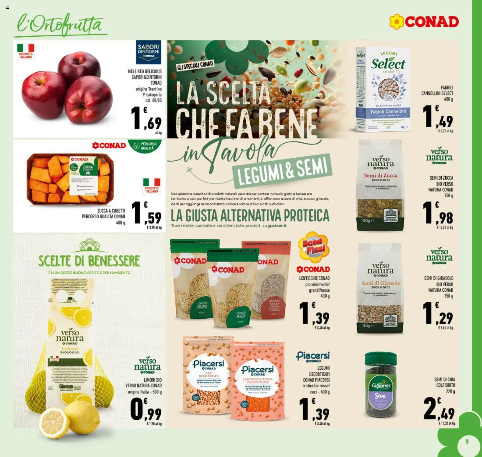 Volantino Conad del 03.01.2026 | Pagina: 9 | Prodotti: Cannellini, Lenticchie, Zucca, Semi di zucca