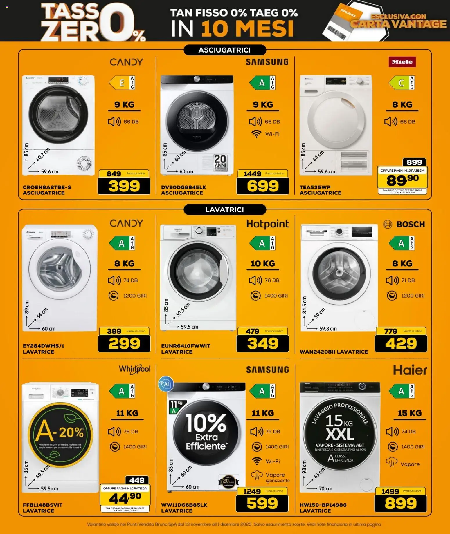 Volantino BRUNO del 13.11.2025 | Pagina: 18 | Prodotti: Lavatrice, Asciugatrice, Miele, Samsung