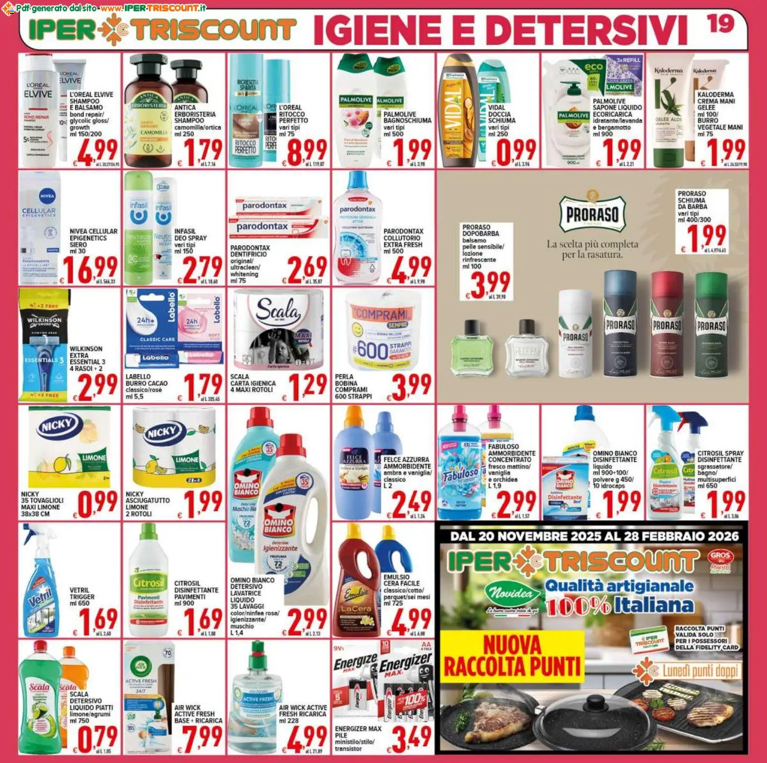 Volantino Ipertriscount del 27.11.2025 | Pagina: 19 | Prodotti: Shampoo, Sapone, Burro, Lavatrice