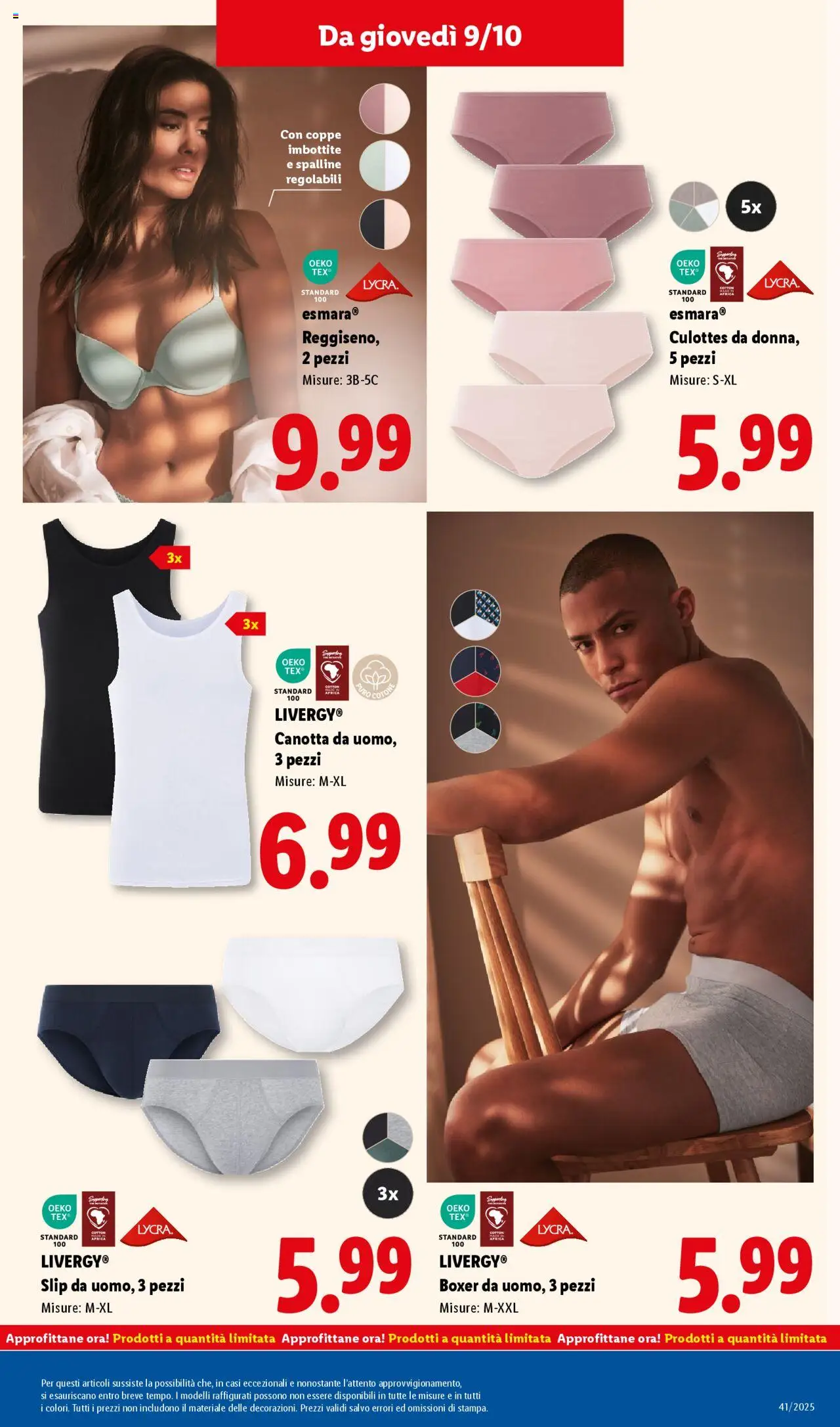Volantino Lidl del 06.10.2025 | Pagina: 51 | Prodotti: Canotta, Slip, Boxer, Top