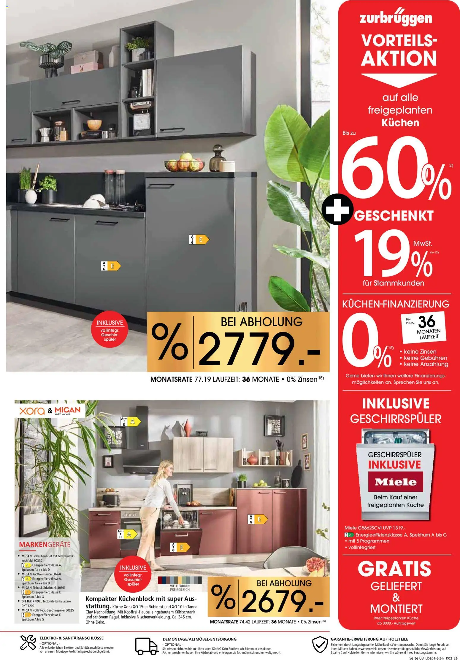 Zurbrüggen Küchen für Ihr Zuhause – gültig ab 17.01.2026 | Seite: 3 | Produkte: Geschirrspüler, Kühlschrank, Kochfeld, Kuchen