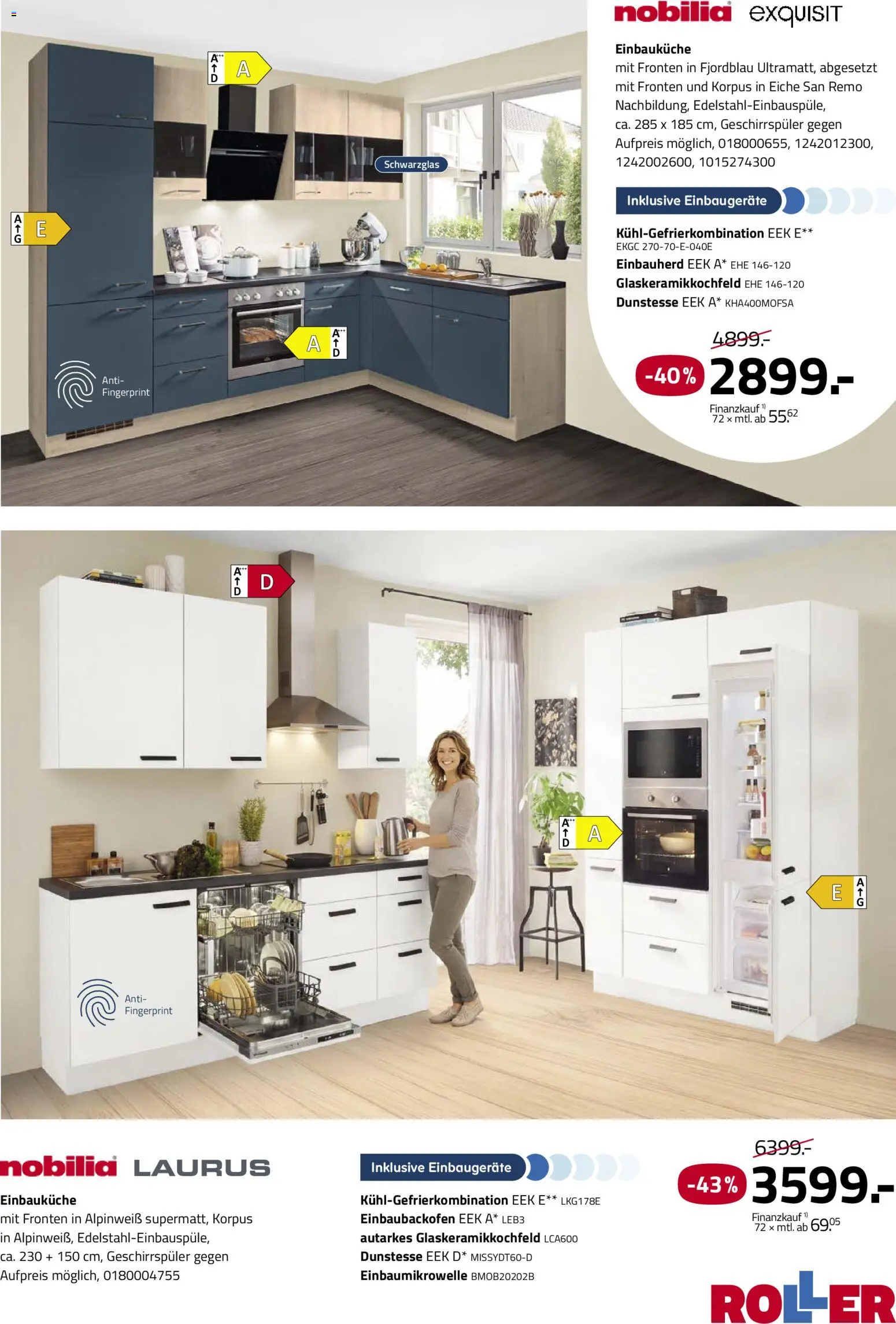 Roller Deine Küche 2026 – gültig ab 19.03.2026 | Seite: 21 | Produkte: Geschirrspüler, Einbauküche, Kühlgefrierkombination