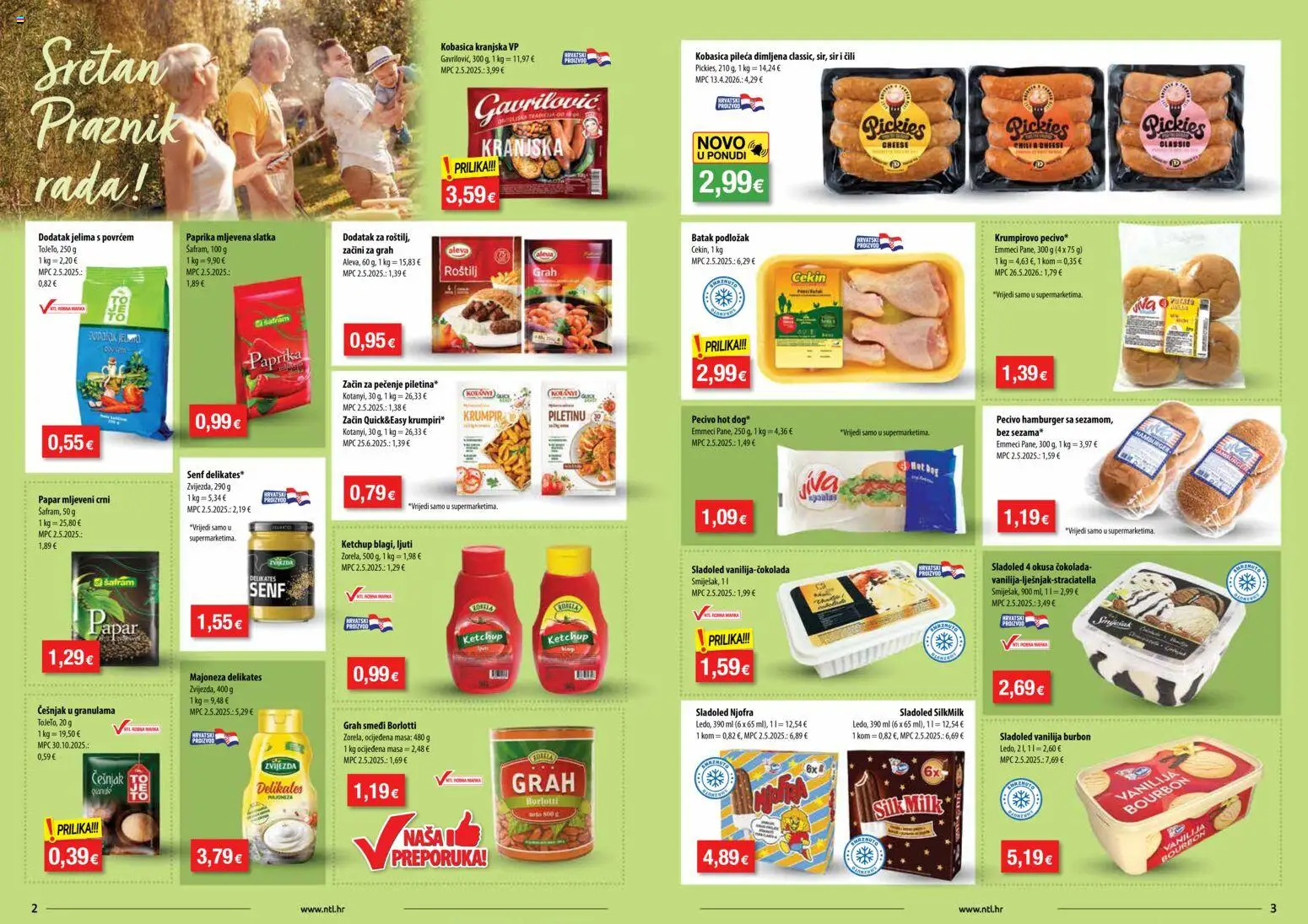 NTL katalog | vrijedi od 29.04.2026 | Stranica: 2 | Proizvodi: Grah, Začini, Kobasica, Pecivo