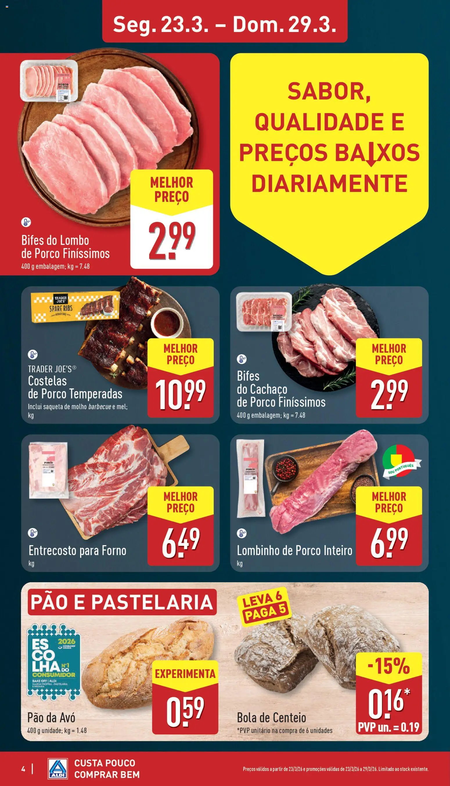 Aldi folheto │ válido de 23.03.2026 | Página: 4 | Produtos: Forno, Centeio, Lombo, Pão