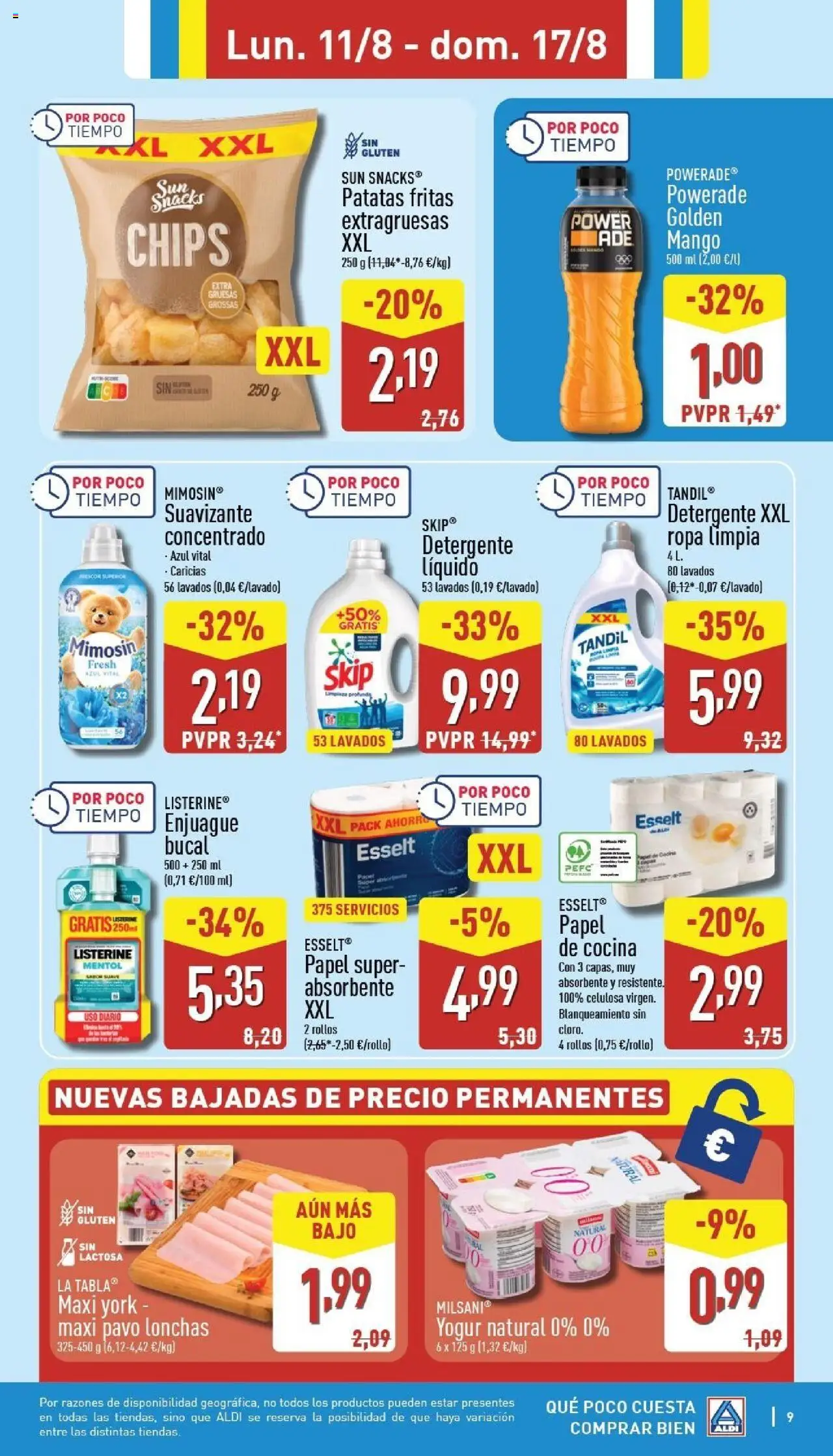 Aldi folleto Canarias │ válido desde el 11.08.2025 | Página: 9 | Productos: Detergente, Yogur, Detergente líquido, Ρούτερ