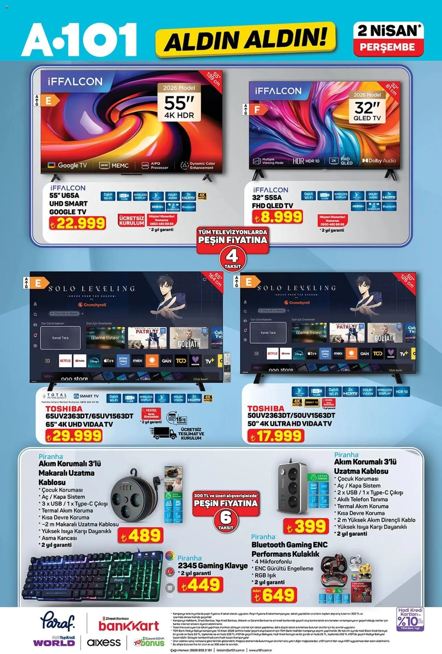 A101 - Katalog Aldın Aldın - 02.04.2026 tarihinden itibaren geçerlidir | Sayfa: 9 | Ürünler: Klavye, Video, Kulaklık, USB