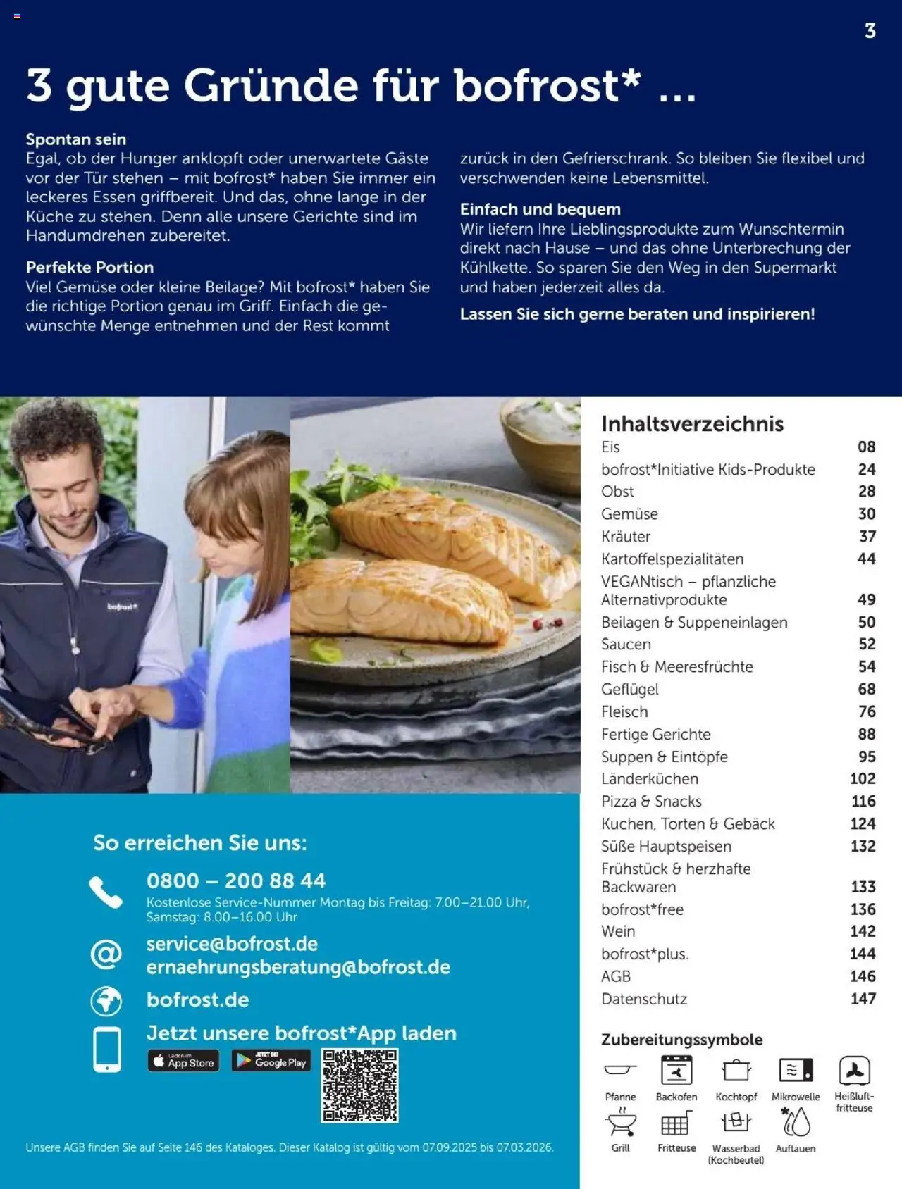 Bofrost Katalog – gültig ab 07.09.2025 | Seite: 3 | Produkte: Küche, Fisch, Obst, Meeresfrüchte