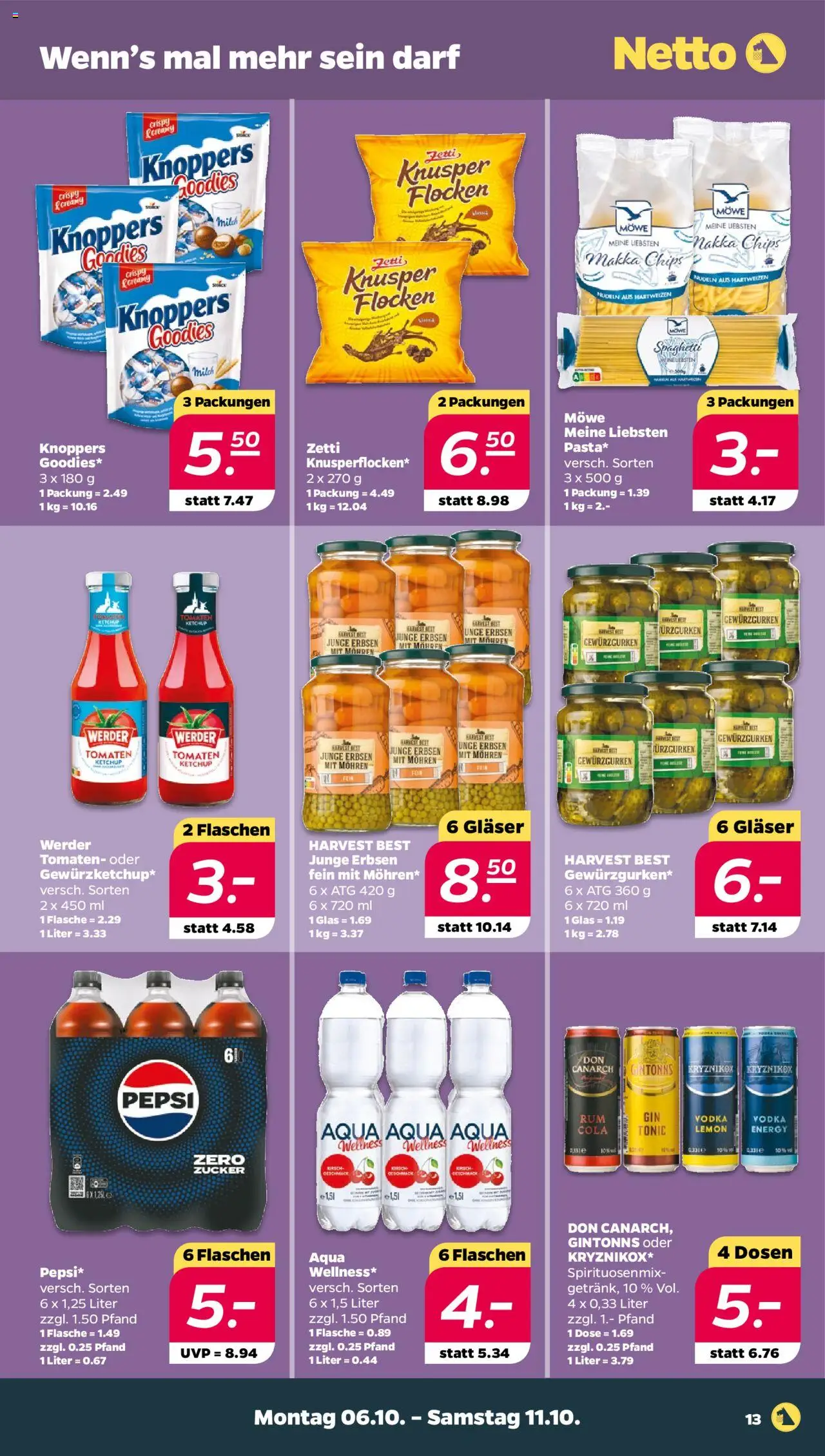 Netto Prospekt 	 – gültig ab 06.10.2025 | Seite: 13 | Produkte: Milch, Energy, Tomaten, Pepsi