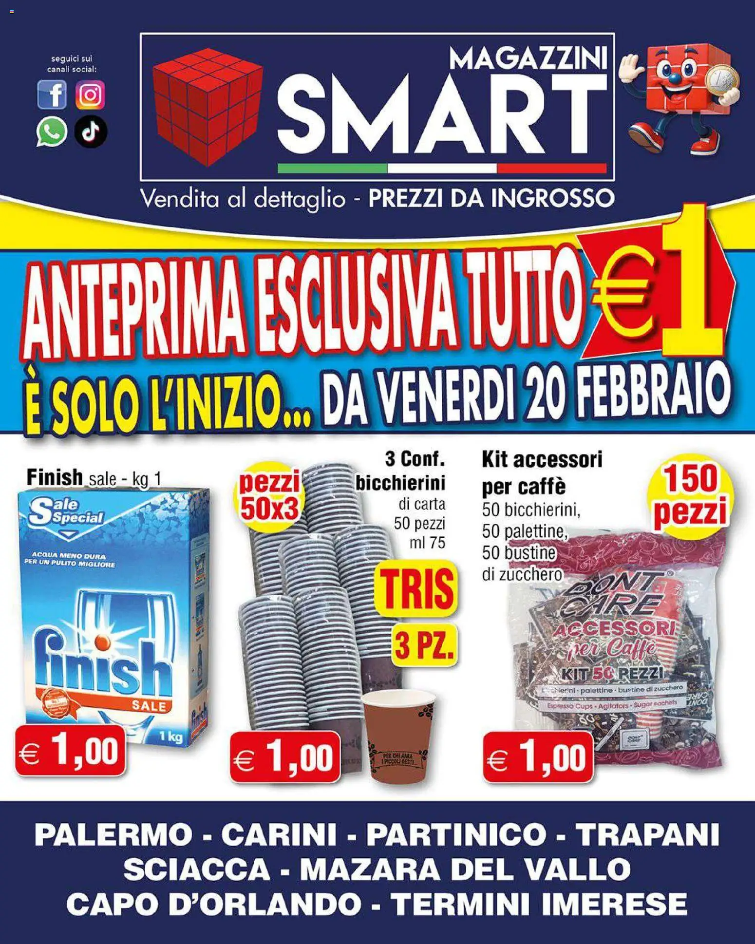 Volantino Magazzini Smart del 20.02.2026 | Pagina: 4 | Prodotti: Caffè, Acqua, Sale, Zucchero