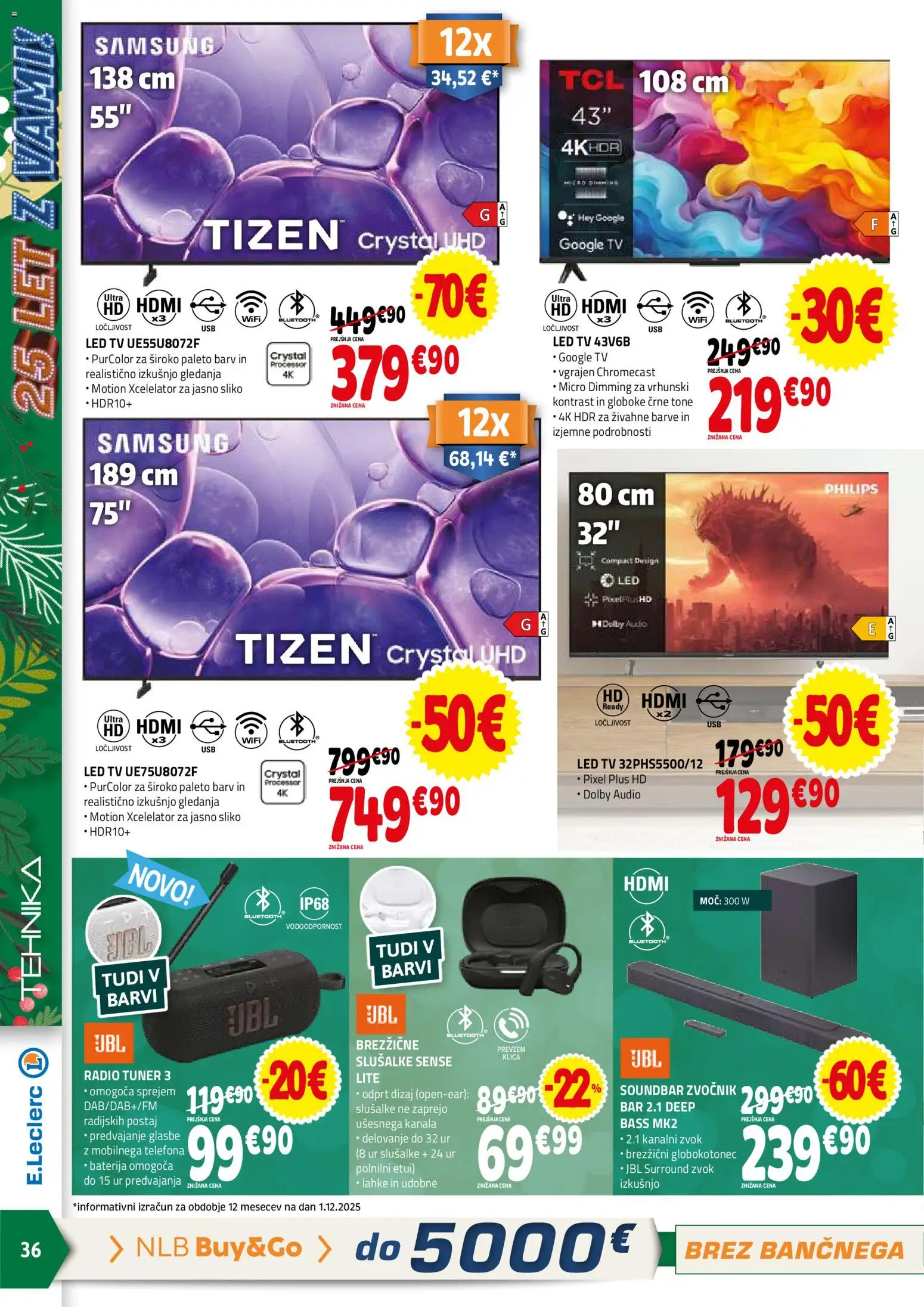 Novi E.leclerc katalog ponudbe – veljaven od 10.12.2025 | Stran: 36 | Izdelki: Baterija, Tv, Audio, Radio