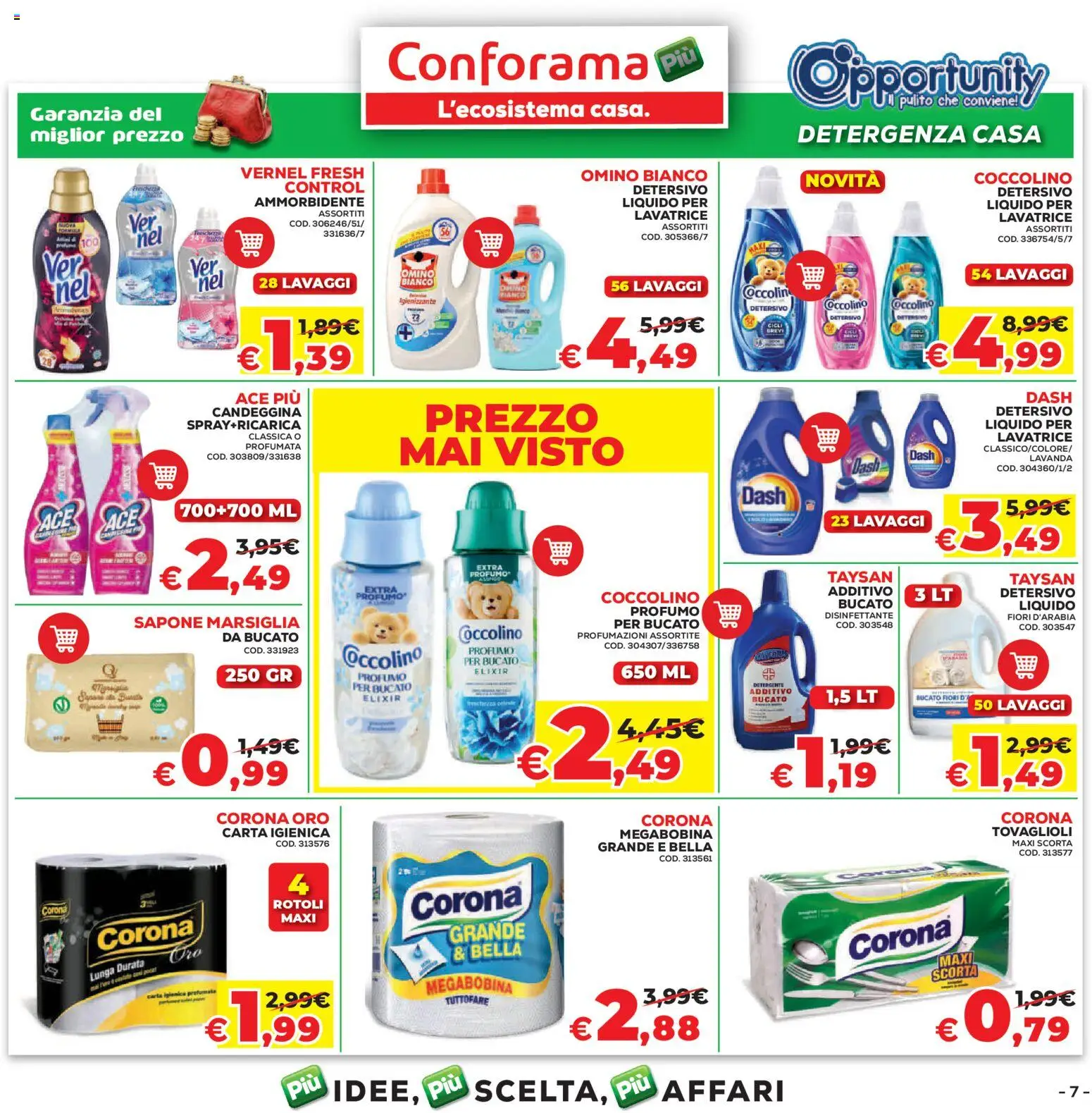 Volantino Conforama del 05.03.2026 | Pagina: 7 | Prodotti: Sapone, Ammorbidente, Detergente, Candeggina