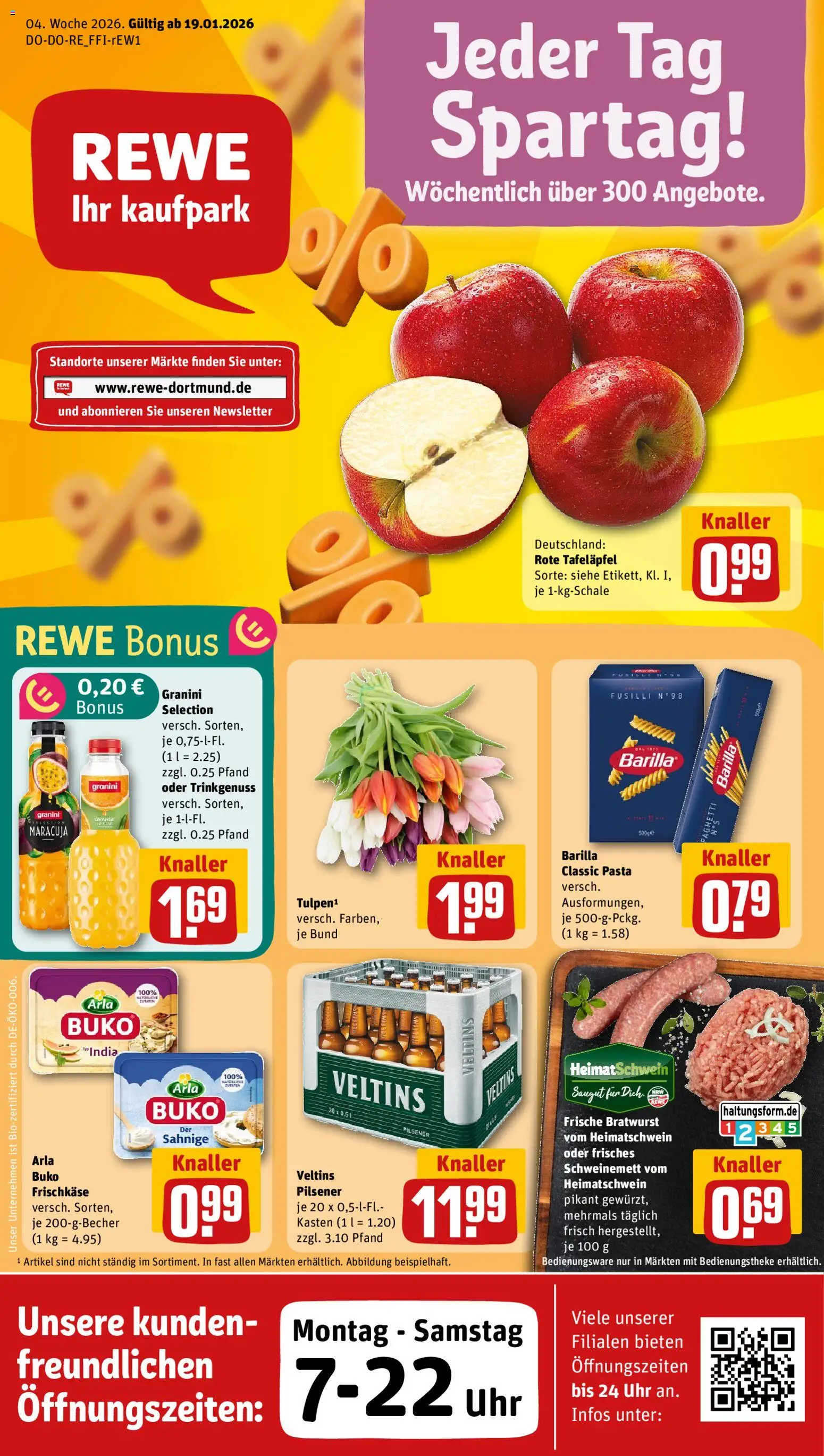 Rewe ihr Kaufpark Prospekt 	 – gültig ab 19.01.2026 | Seite: 1 | Produkte: Bratwurst, Pasta, Uhr, Veltins