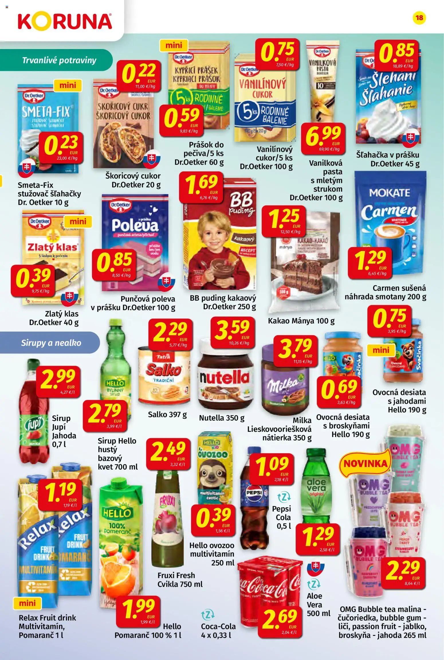 Nové Koruna akcie – leták je platný od 21.11.2025 | Strana: 18 | Produkty: Zlatý klas, Cukor, Cvikla, Nutella