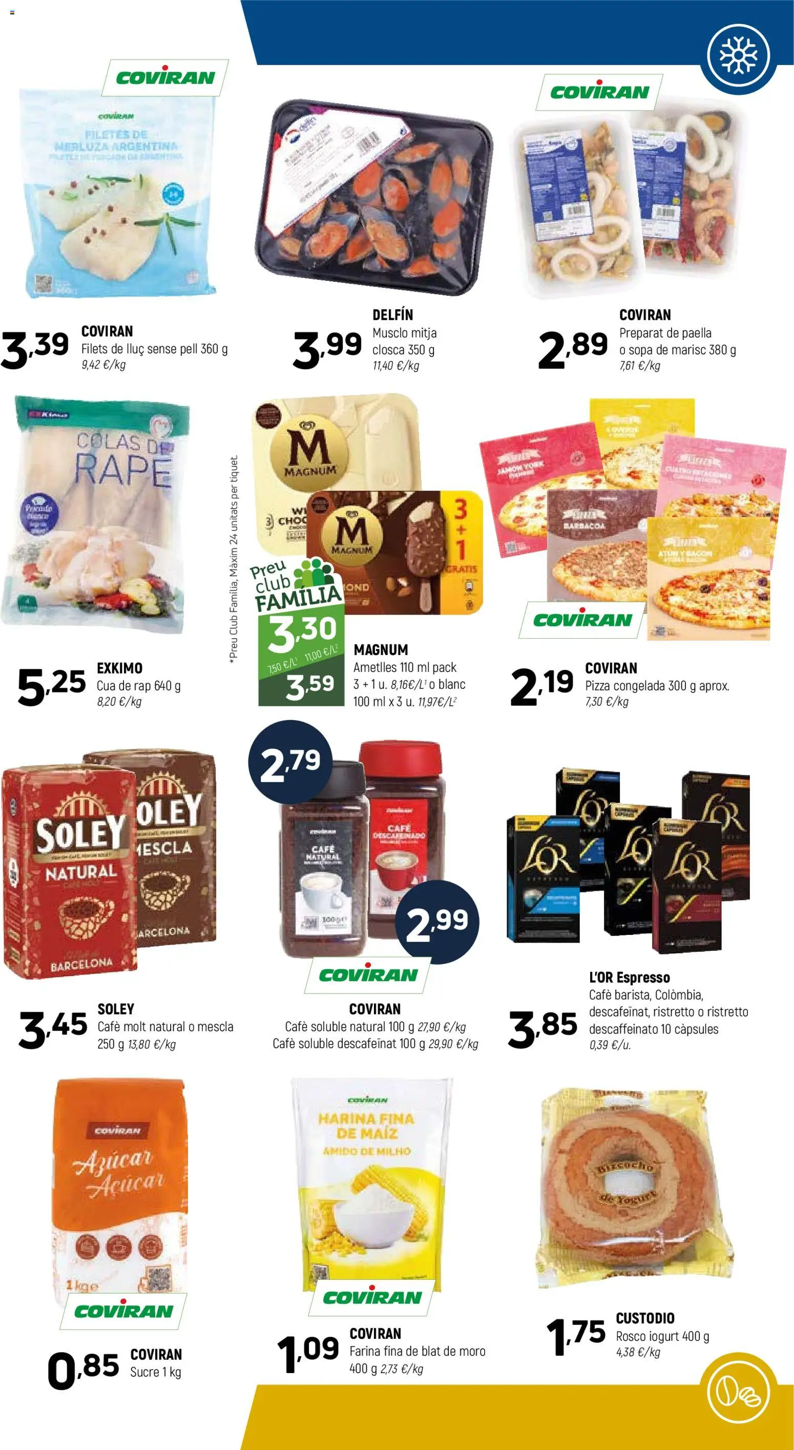 Coviran - Cataluna │ válido desde el 07.04.2026 | Página: 9 | Productos: Pizza, Filetes de merluza, Μηχανή καφέ, Barbacoa