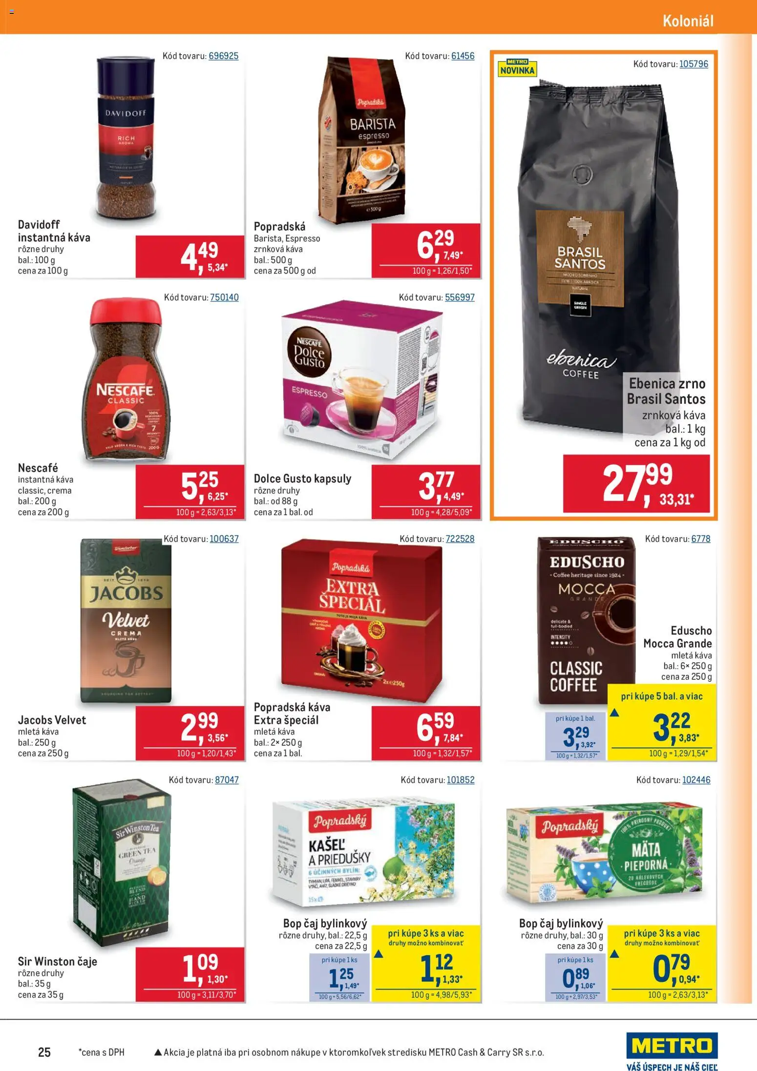 Nové Metro akcie – leták je platný od 28.01.2026 | Strana: 25 | Produkty: Dolce Gusto, Jacobs Velvet, Káva
