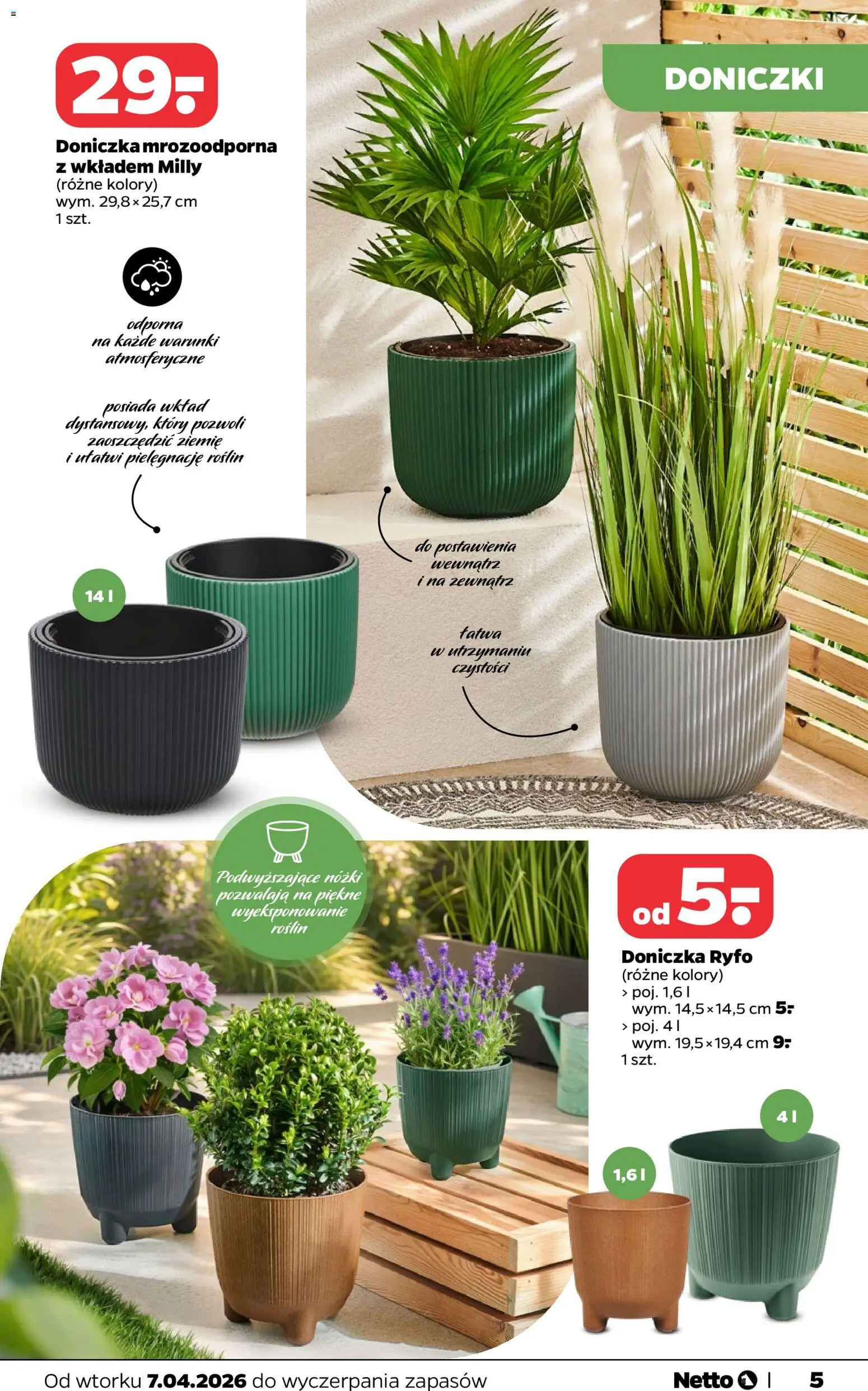 Netto gazetka - Dom i ogród od 07.04.2026 | Strona: 5 | Produkty: Doniczka, Doniczki