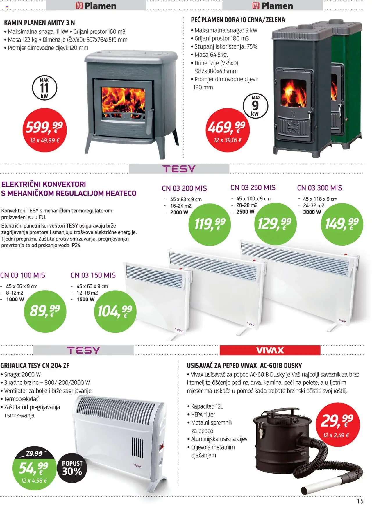 Centar Tehnike katalog | vrijedi od 20.10.2025 | Stranica: 15 | Proizvodi: Usisavač, Ventilator, Miš, Kamin
